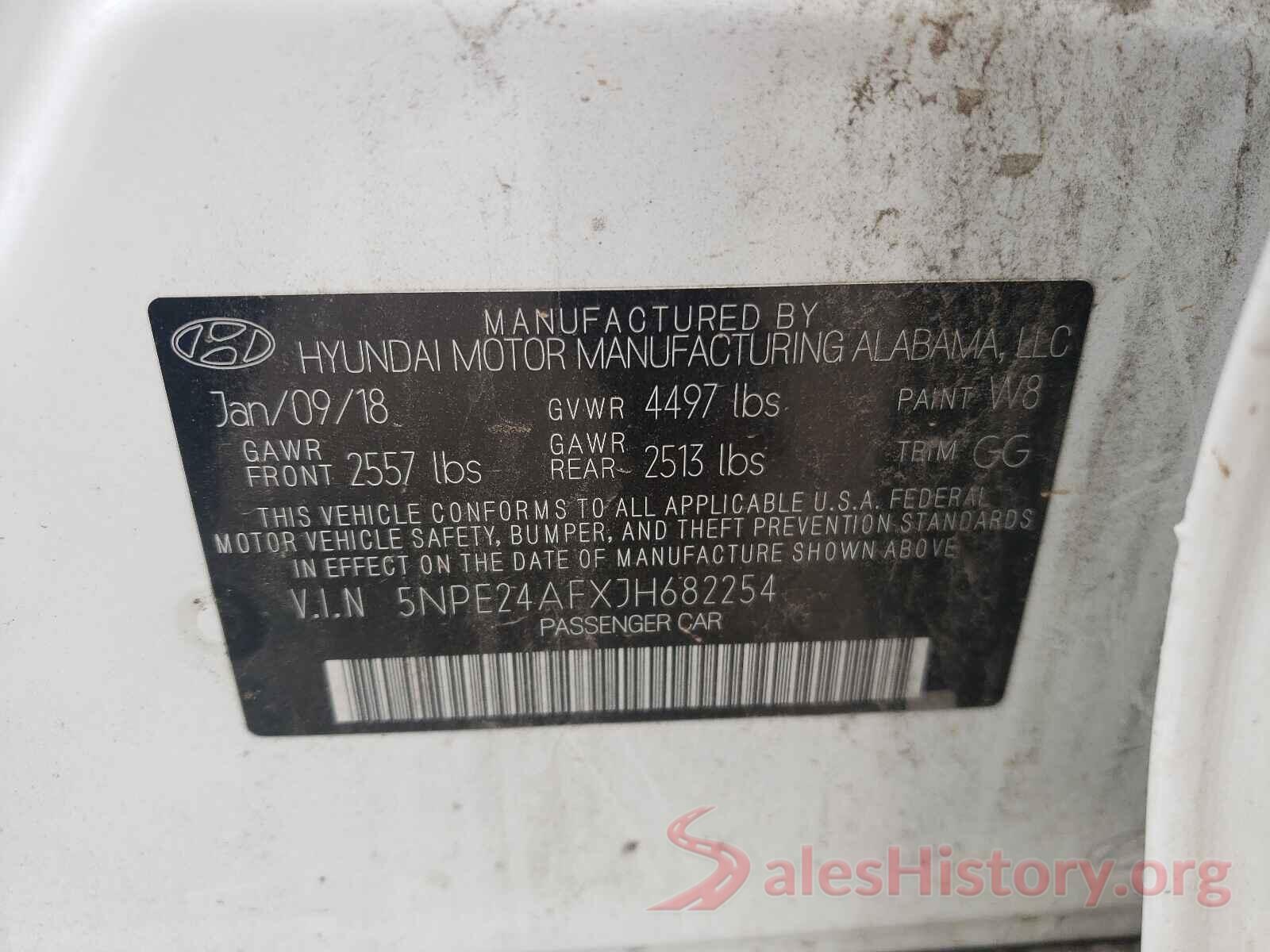 5NPE24AFXJH682254 2018 HYUNDAI SONATA