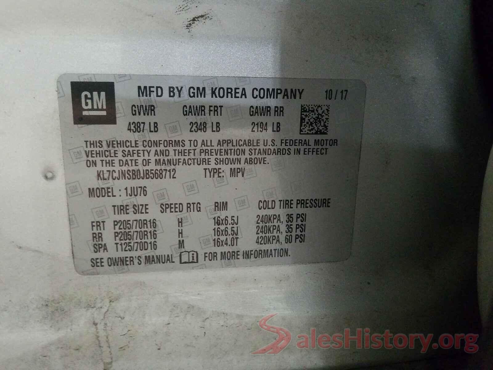 KL7CJNSB0JB568712 2018 CHEVROLET TRAX