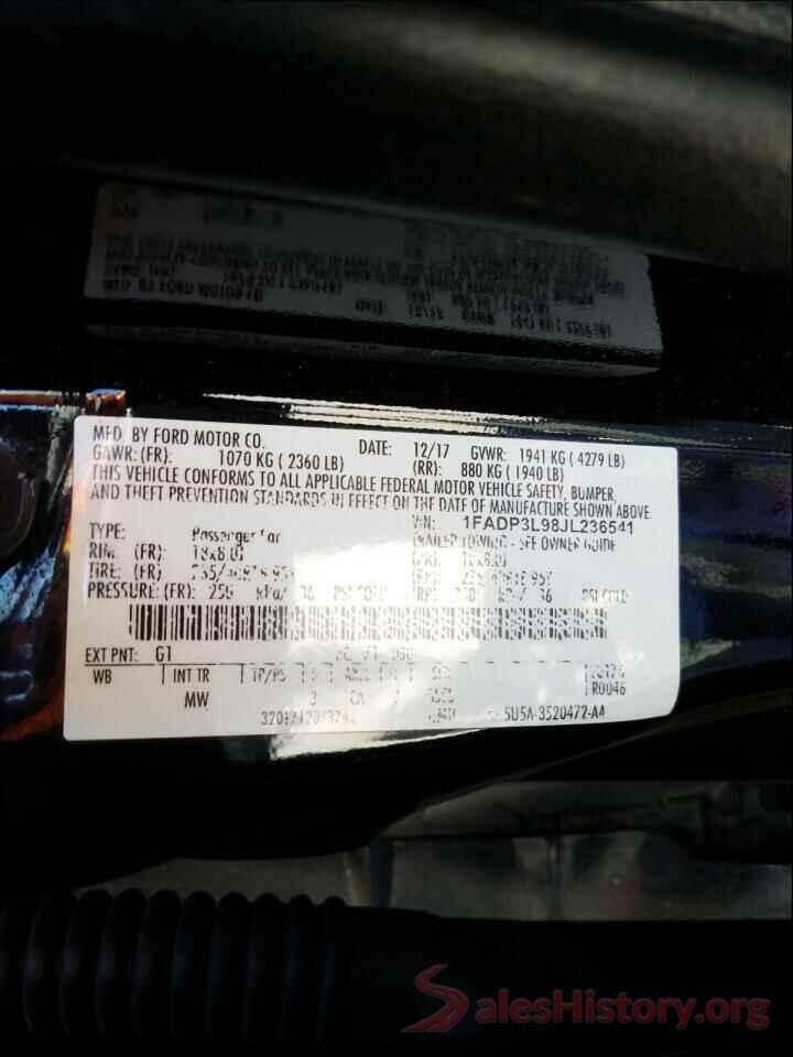 1FADP3L98JL236541 2018 FORD FOCUS