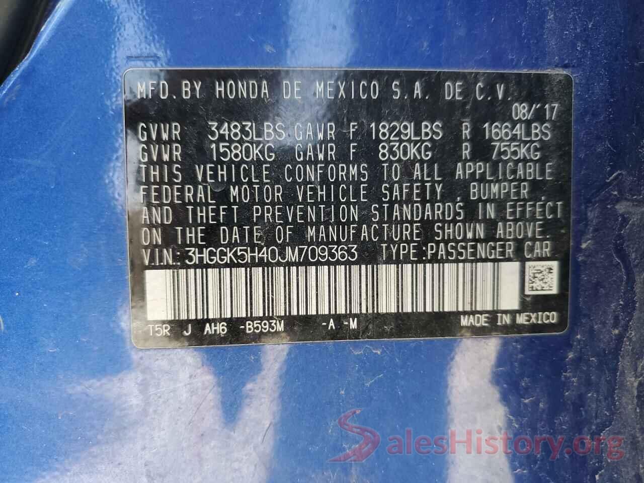 3HGGK5H40JM709363 2018 HONDA FIT