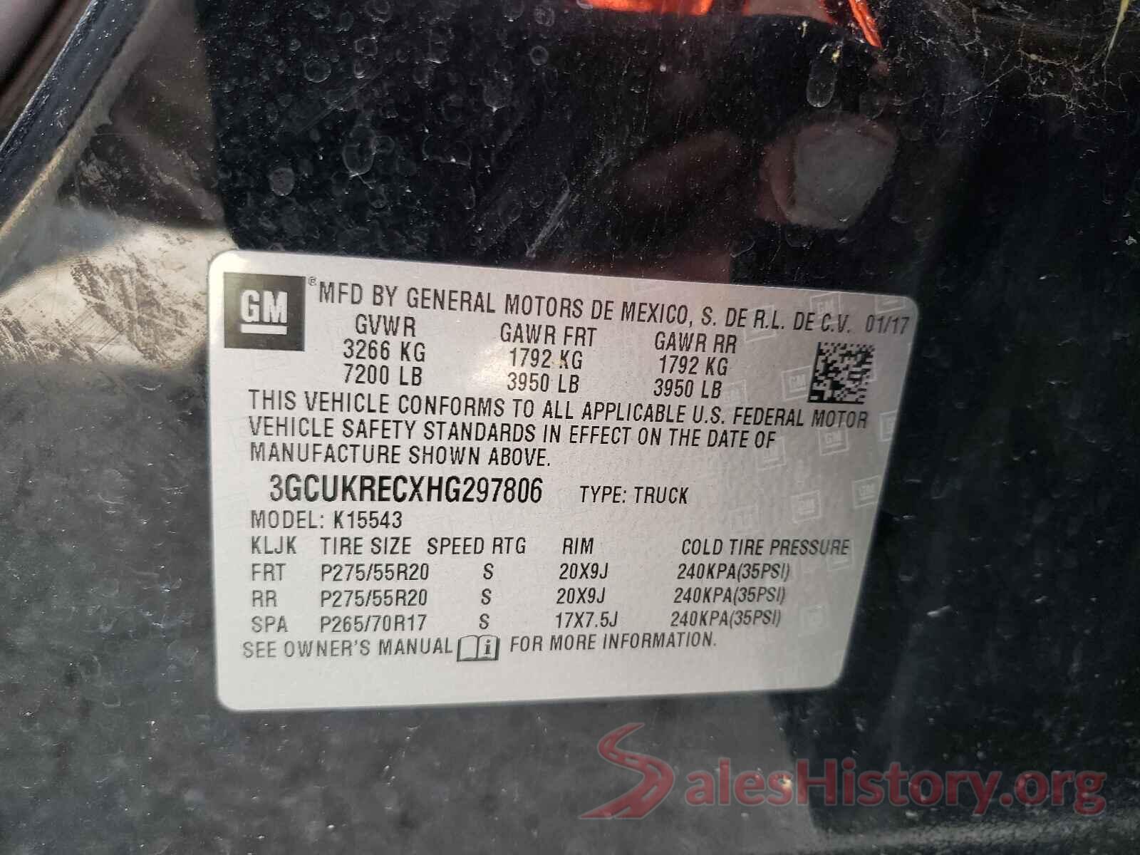 3GCUKRECXHG297806 2017 CHEVROLET SILVERADO