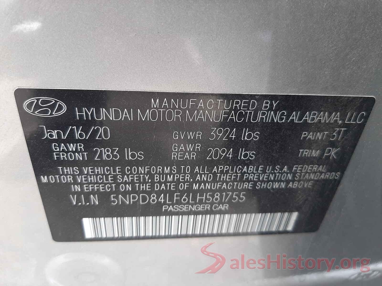 5NPD84LF6LH581755 2020 HYUNDAI ELANTRA