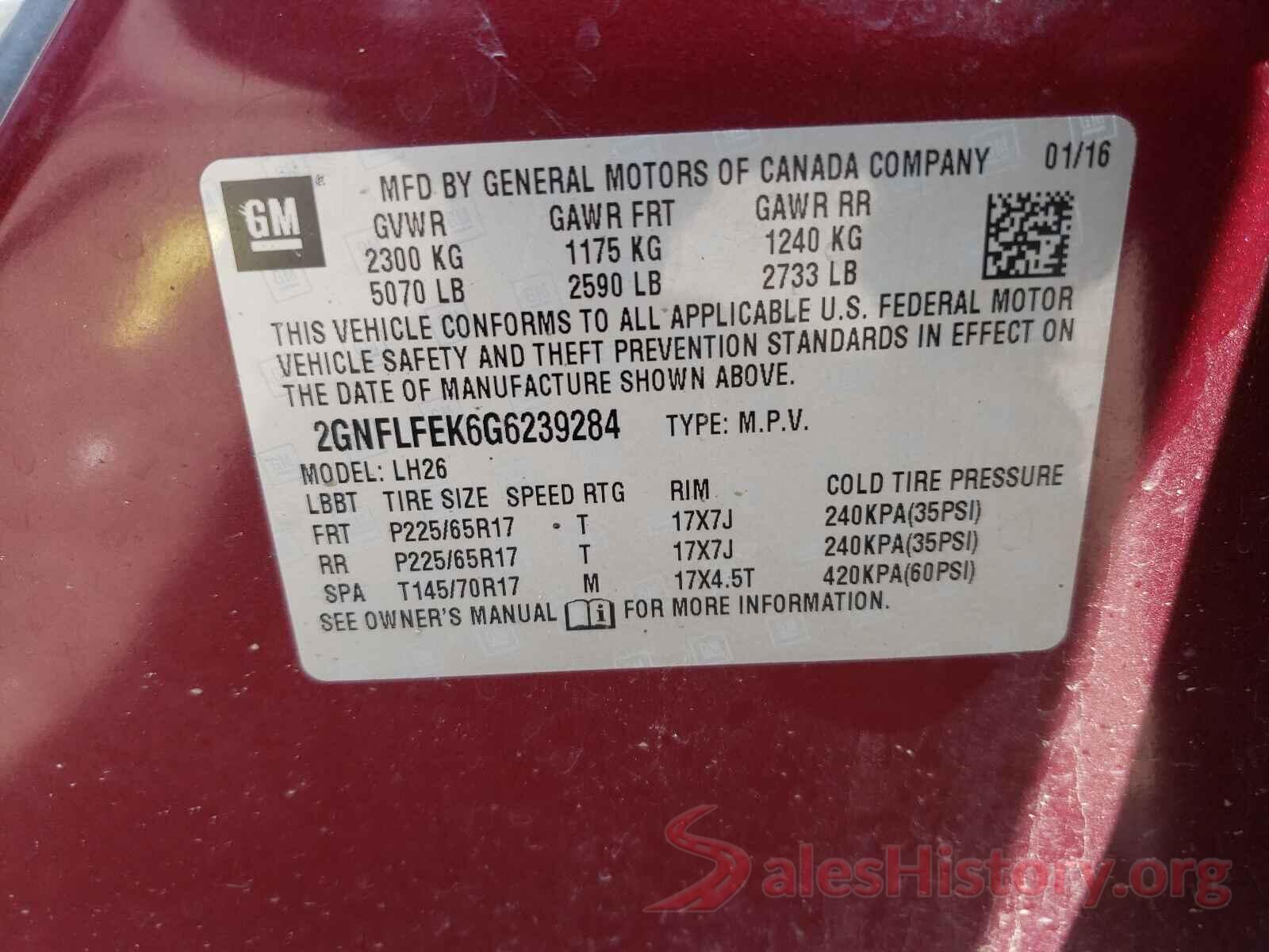 2GNFLFEK6G6239284 2016 CHEVROLET EQUINOX