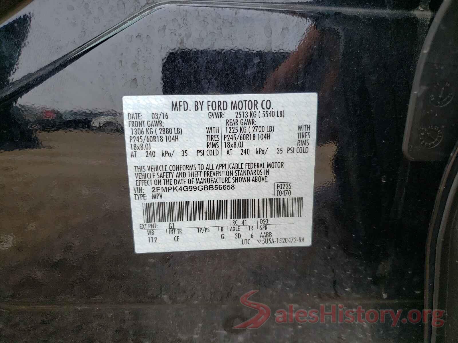 2FMPK4G99GBB56658 2016 FORD EDGE