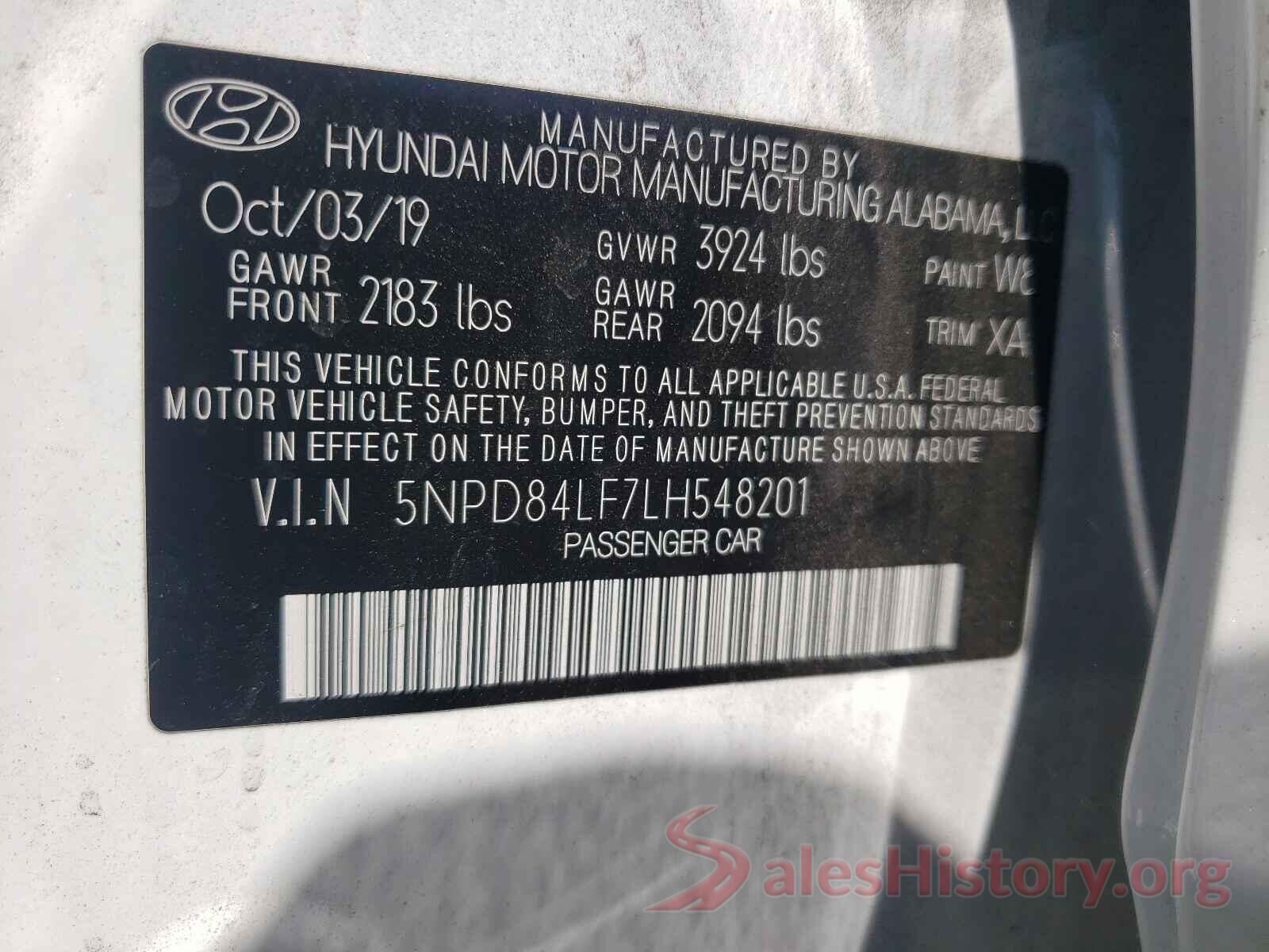 5NPD84LF7LH548201 2020 HYUNDAI ELANTRA