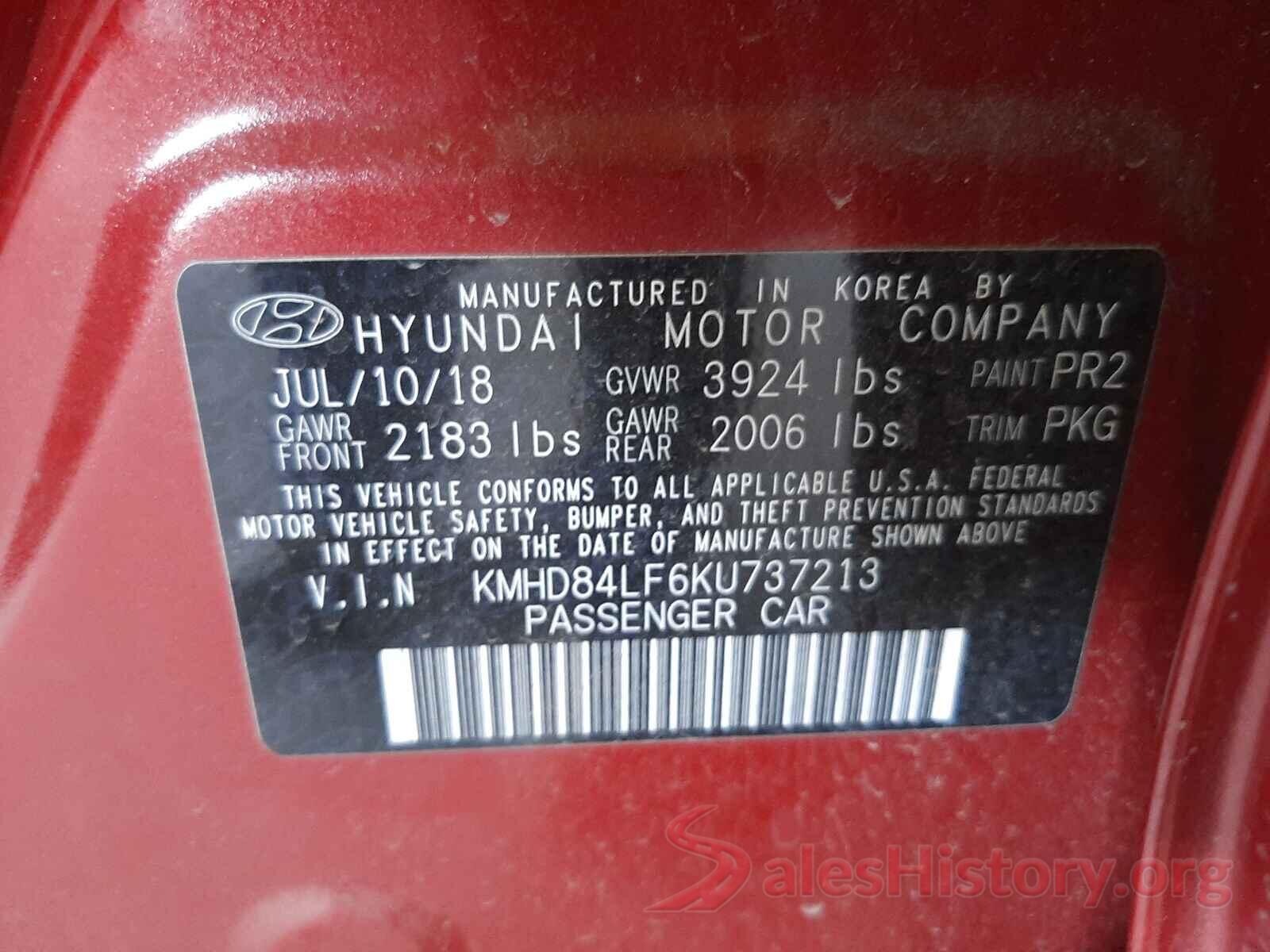 KMHD84LF6KU737213 2019 HYUNDAI ELANTRA