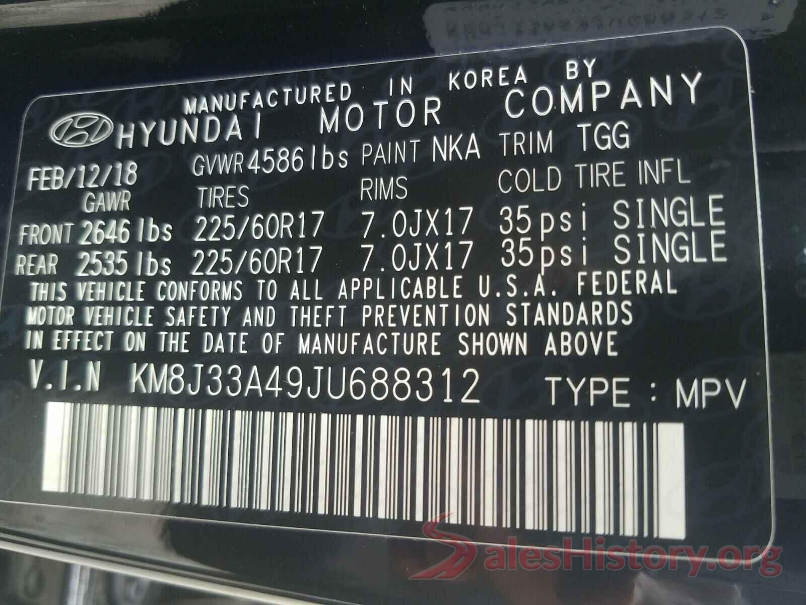 KM8J33A49JU688312 2018 HYUNDAI TUCSON