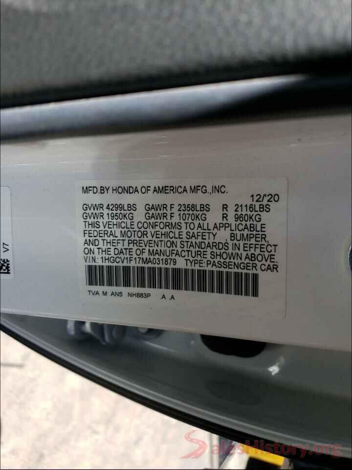 1HGCV1F17MA031879 2021 HONDA ACCORD