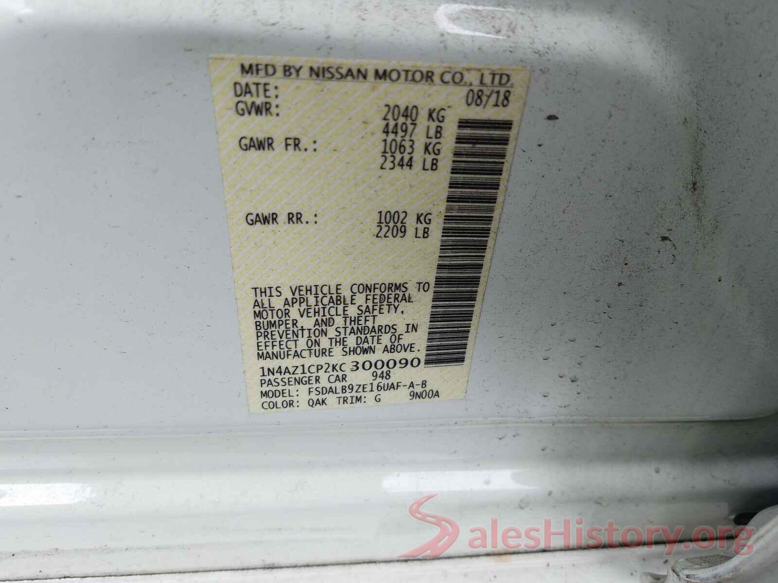 1N4AZ1CP2KC300090 2019 NISSAN LEAF