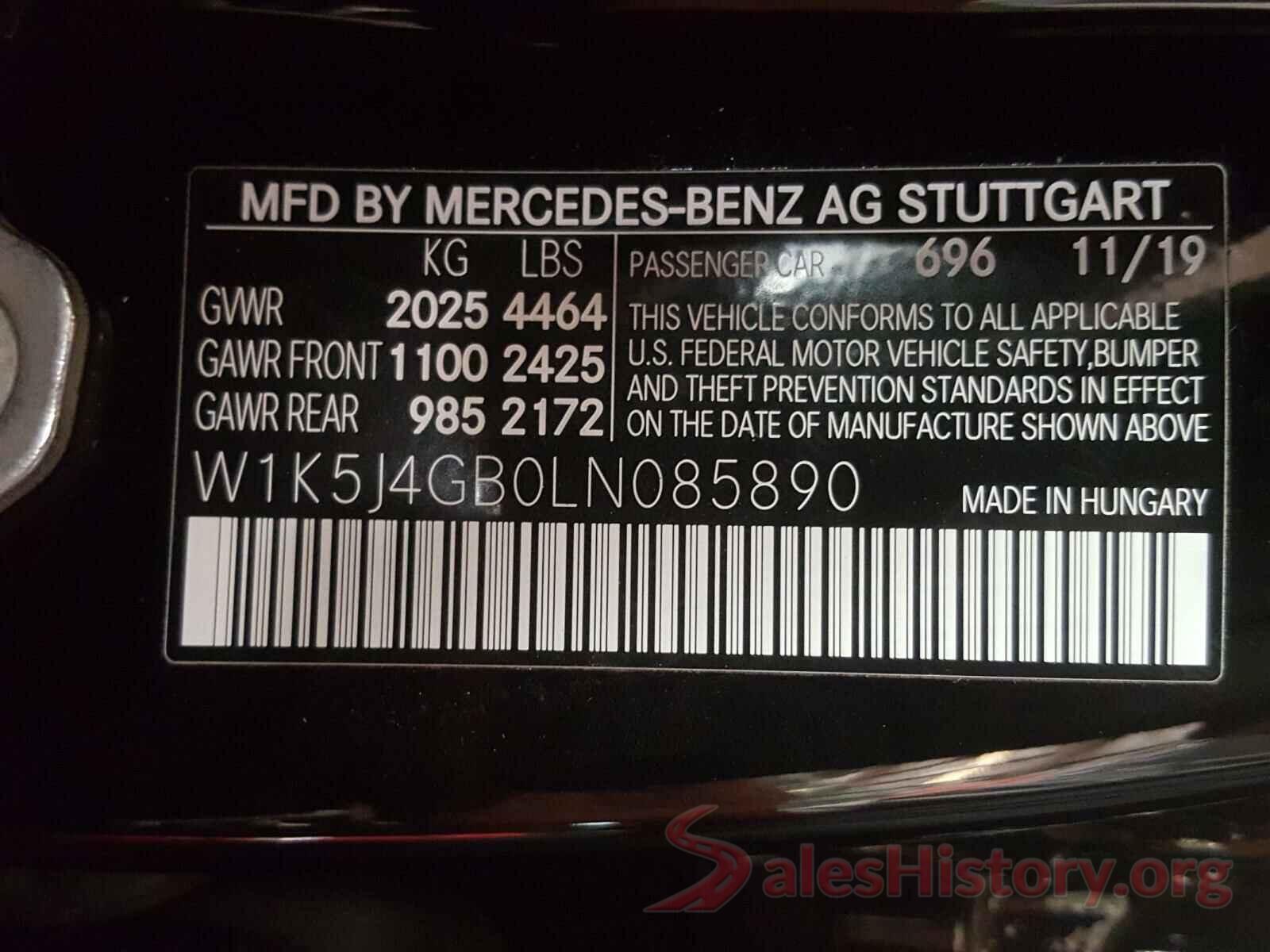 W1K5J4GB0LN085890 2020 MERCEDES-BENZ C CLASS