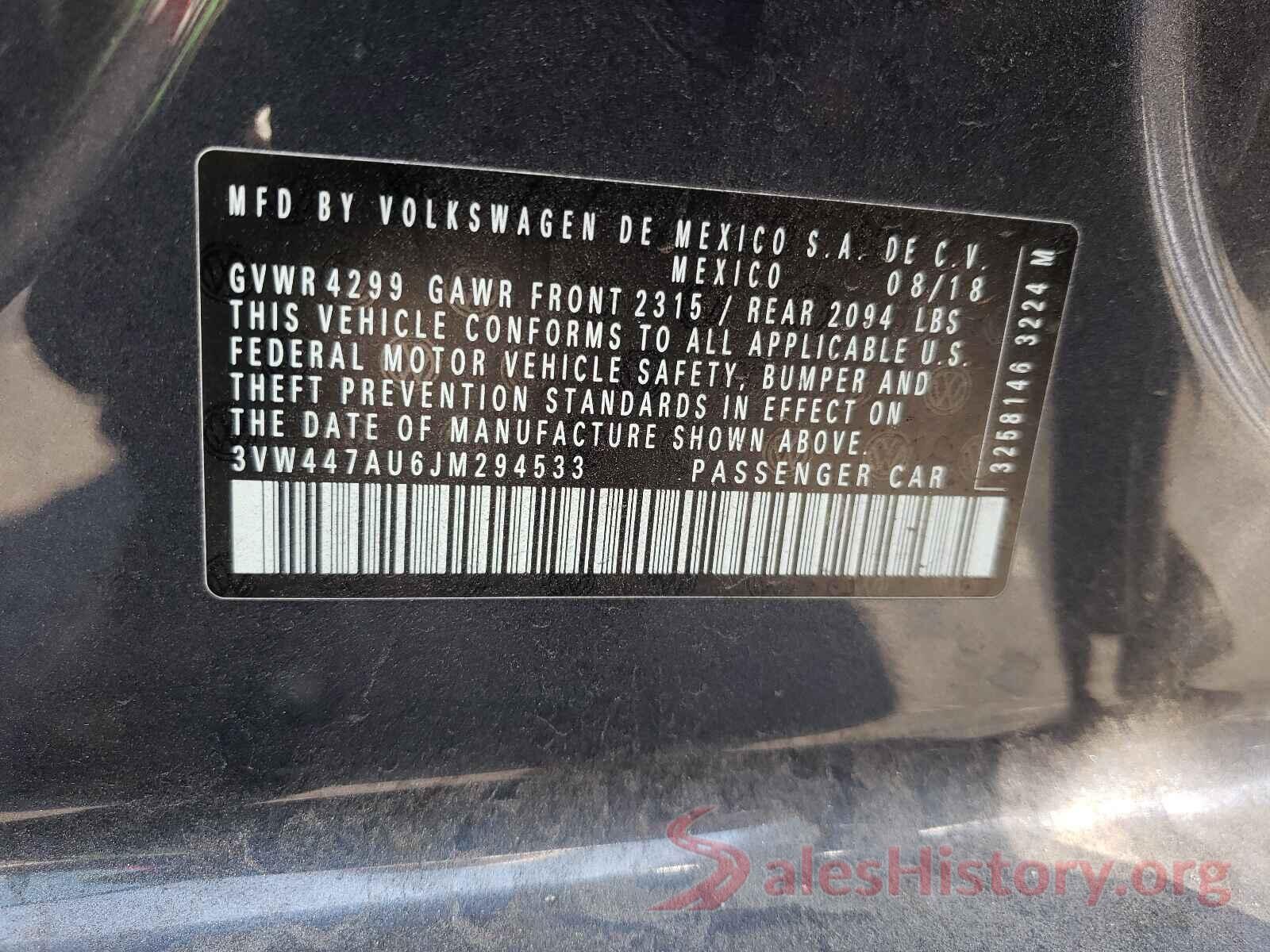 3VW447AU6JM294533 2018 VOLKSWAGEN GTI