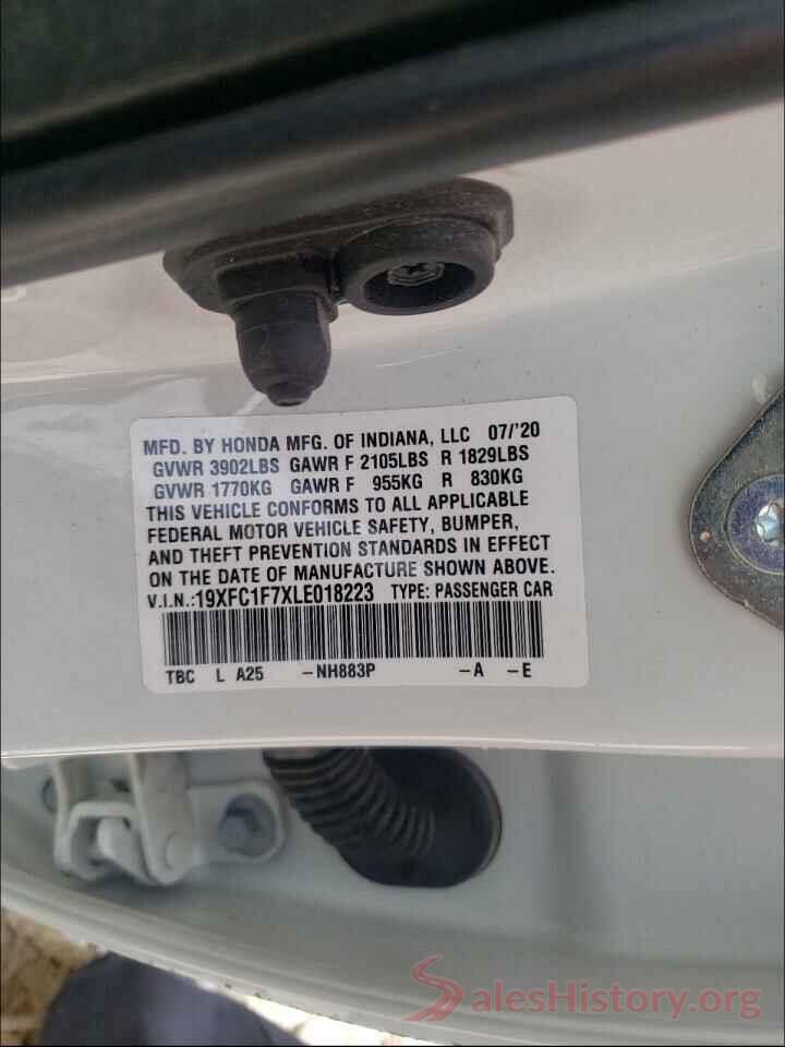 19XFC1F7XLE018223 2020 HONDA CIVIC