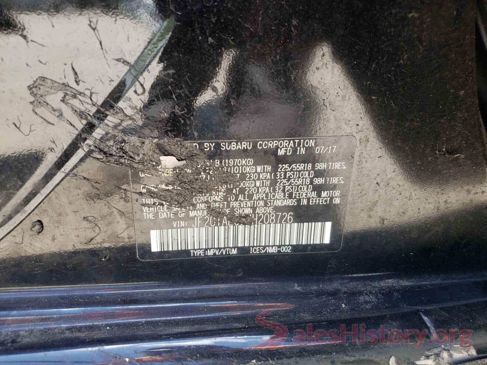 JF2GTALC2JH208726 2018 SUBARU CROSSTREK