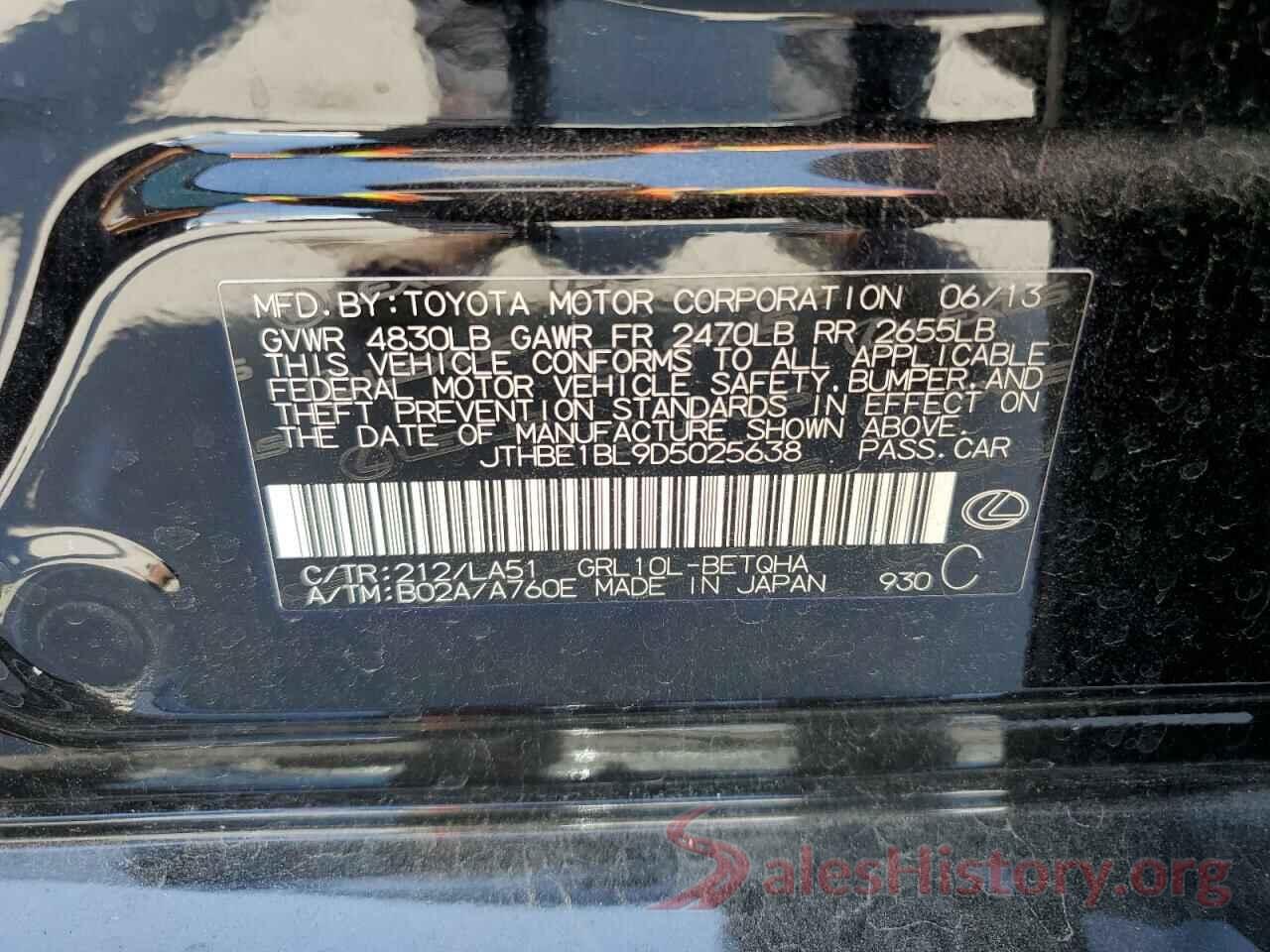 JTHBE1BL9D5025638 2013 LEXUS GS350