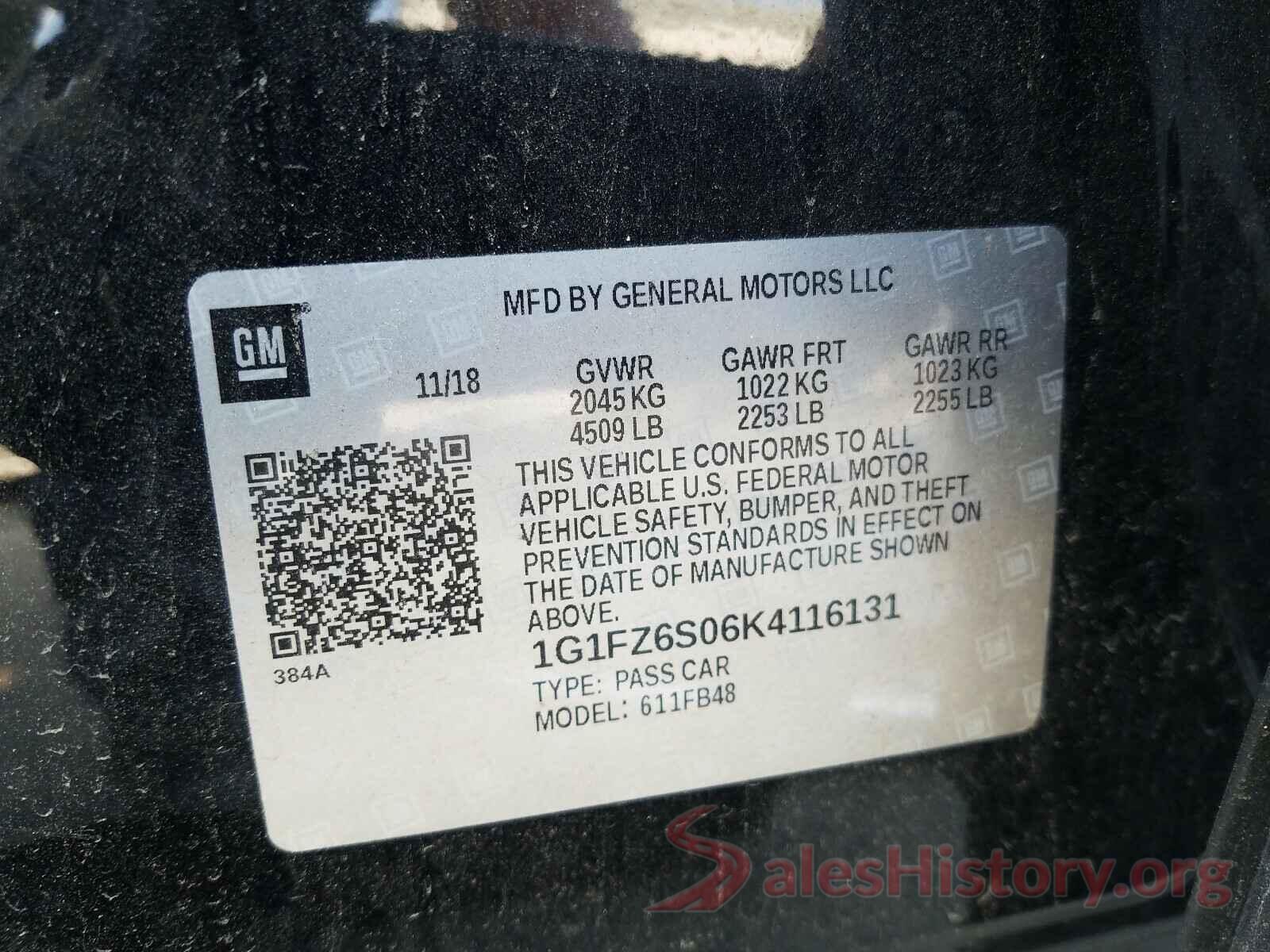 1G1FZ6S06K4116131 2019 CHEVROLET BOLT