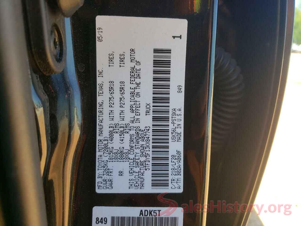 5TFDY5F13KX847743 2019 TOYOTA TUNDRA