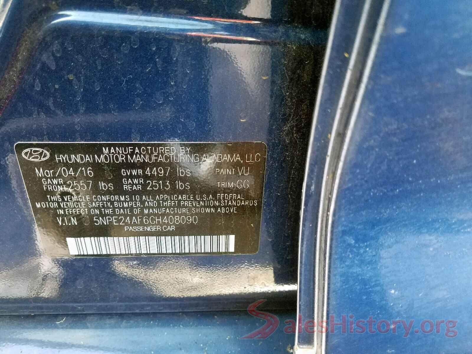 5NPE24AF6GH408090 2016 HYUNDAI SONATA