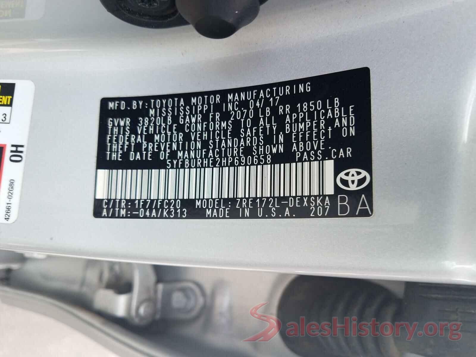 5YFBURHE2HP690658 2017 TOYOTA COROLLA