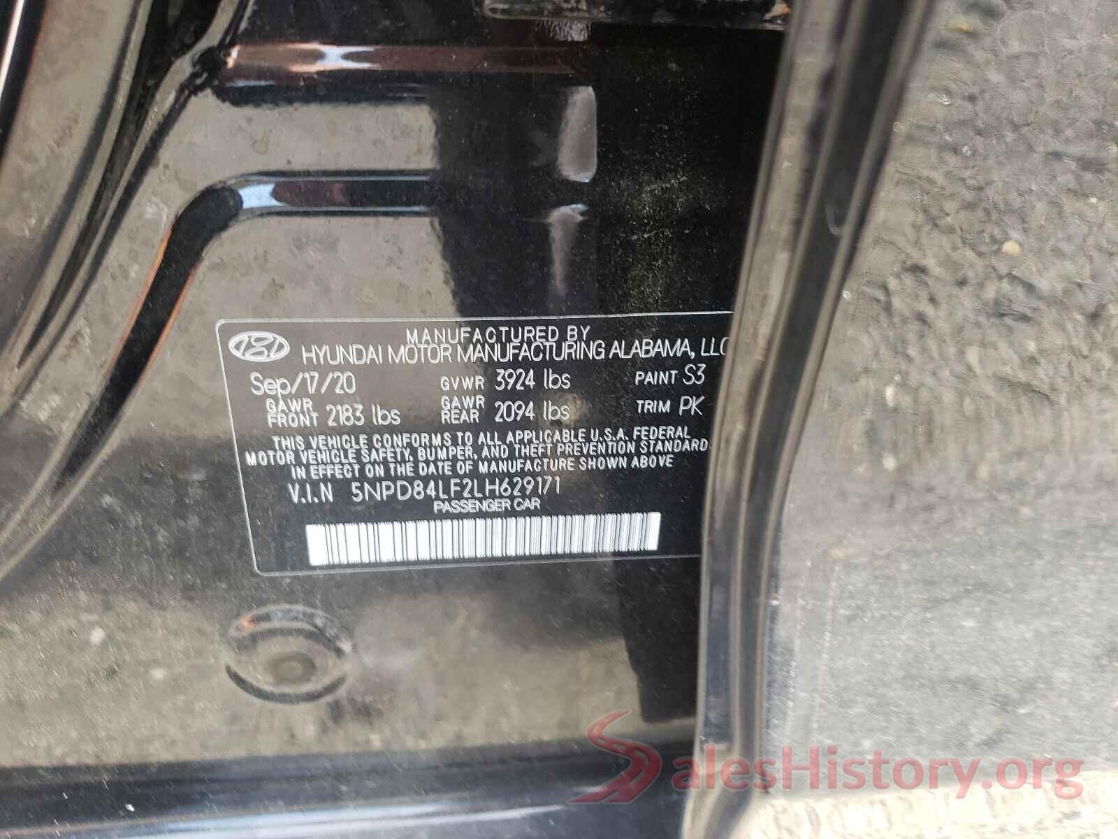 5NPD84LF2LH629171 2020 HYUNDAI ELANTRA