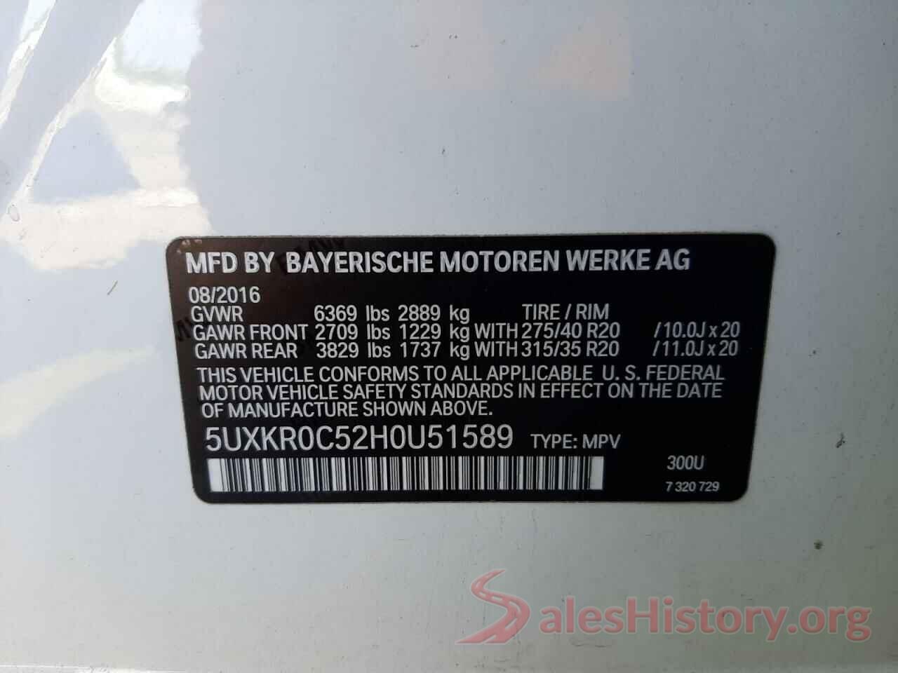 5UXKR0C52H0U51589 2017 BMW X5