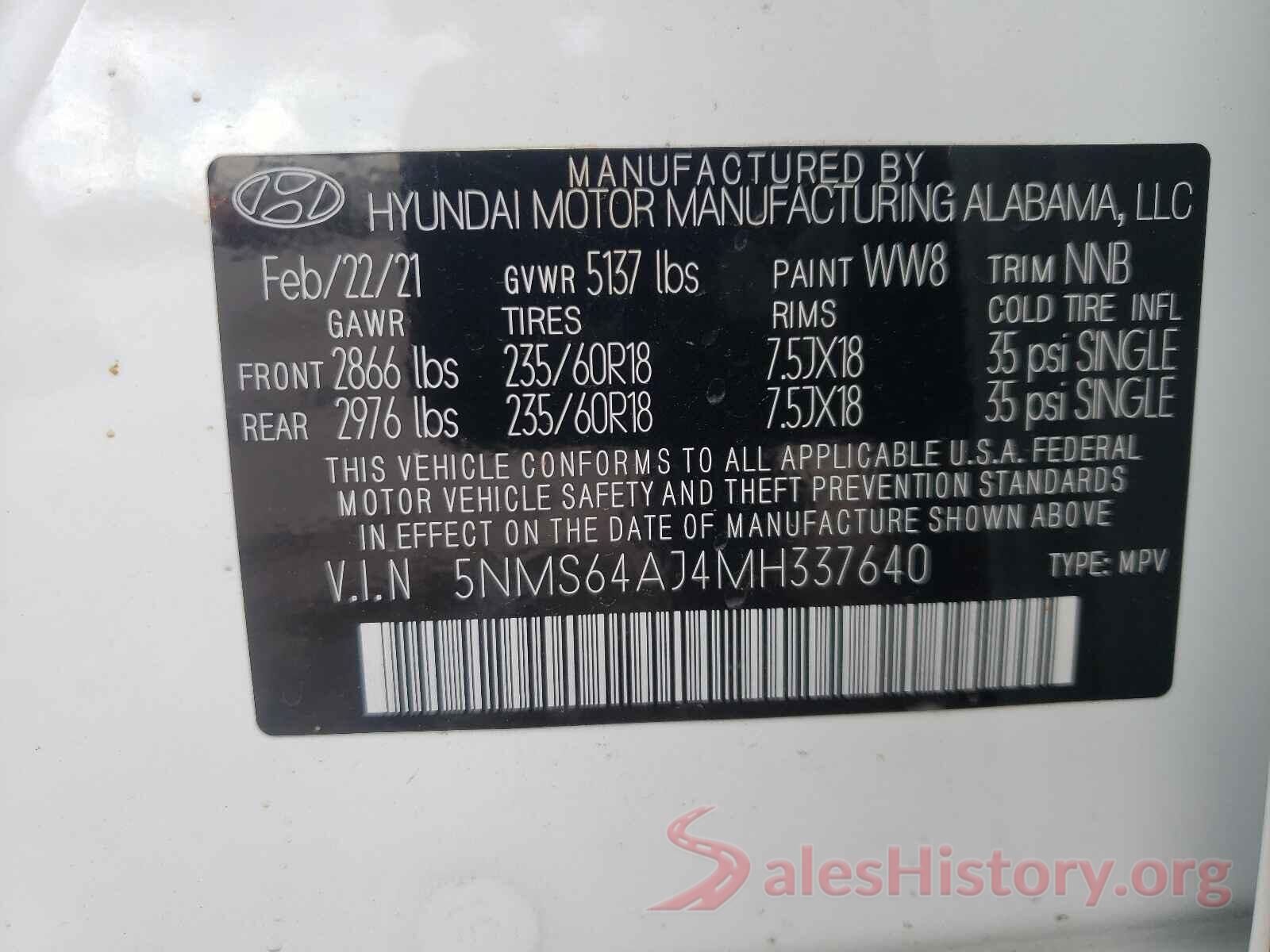 5NMS64AJ4MH337640 2021 HYUNDAI SANTA FE