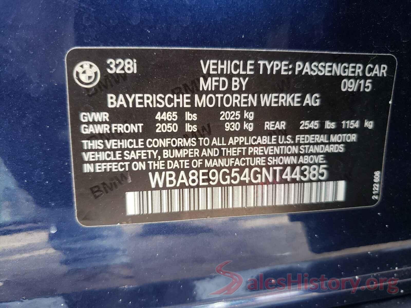 WBA8E9G54GNT44385 2016 BMW 3 SERIES