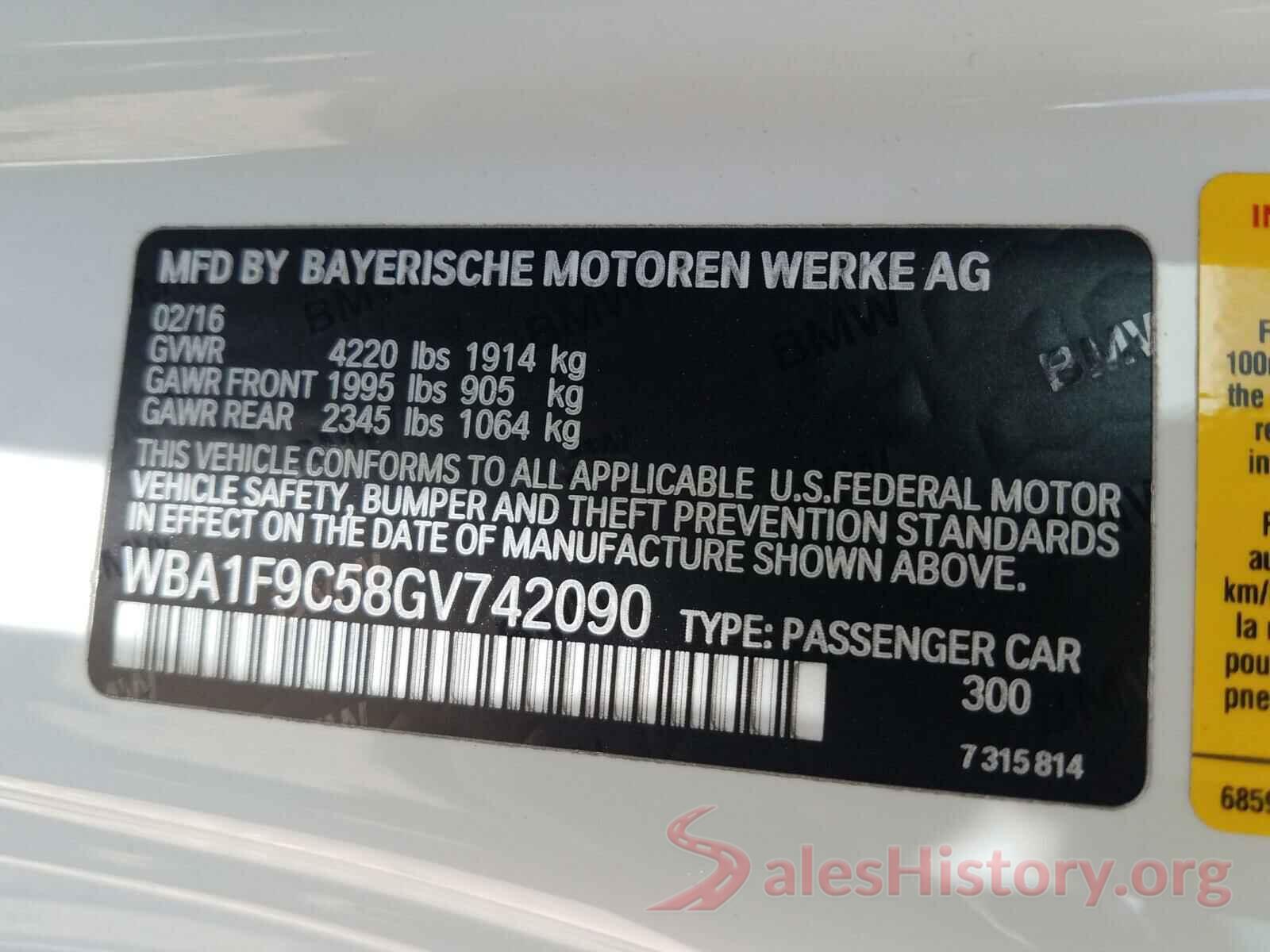 WBA1F9C58GV742090 2016 BMW 2 SERIES