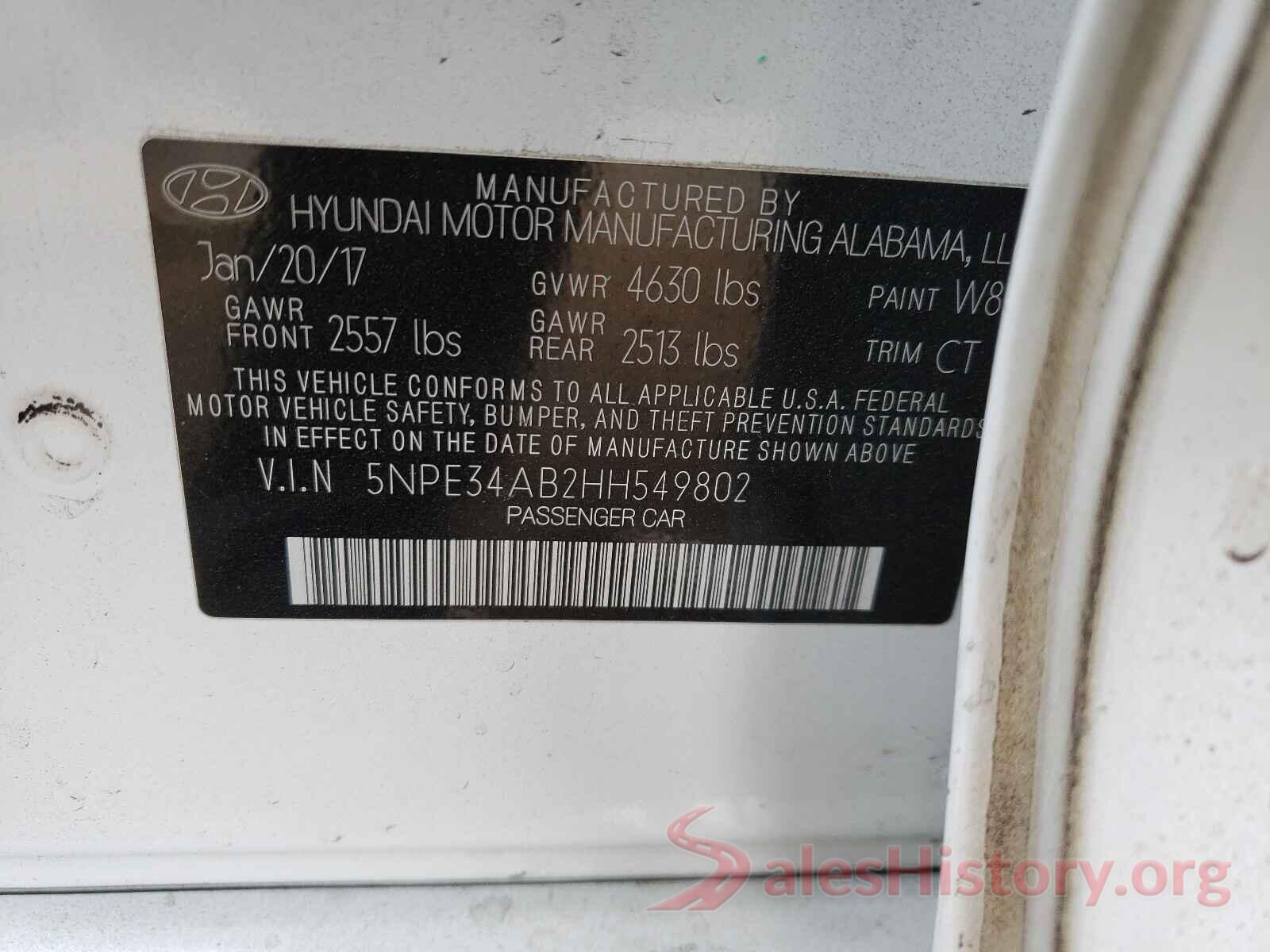 5NPE34AB2HH549802 2017 HYUNDAI SONATA