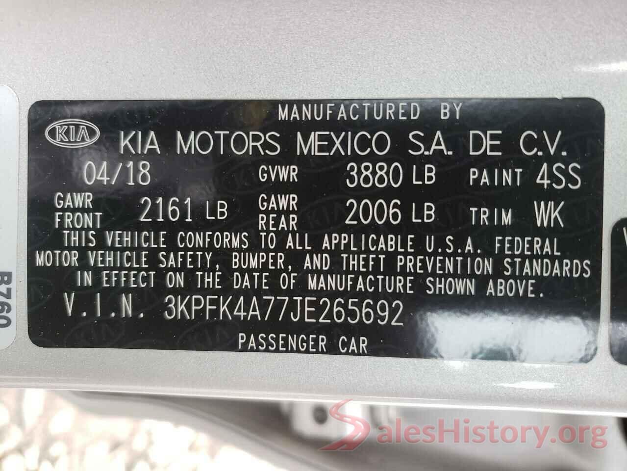 3KPFK4A77JE265692 2018 KIA FORTE