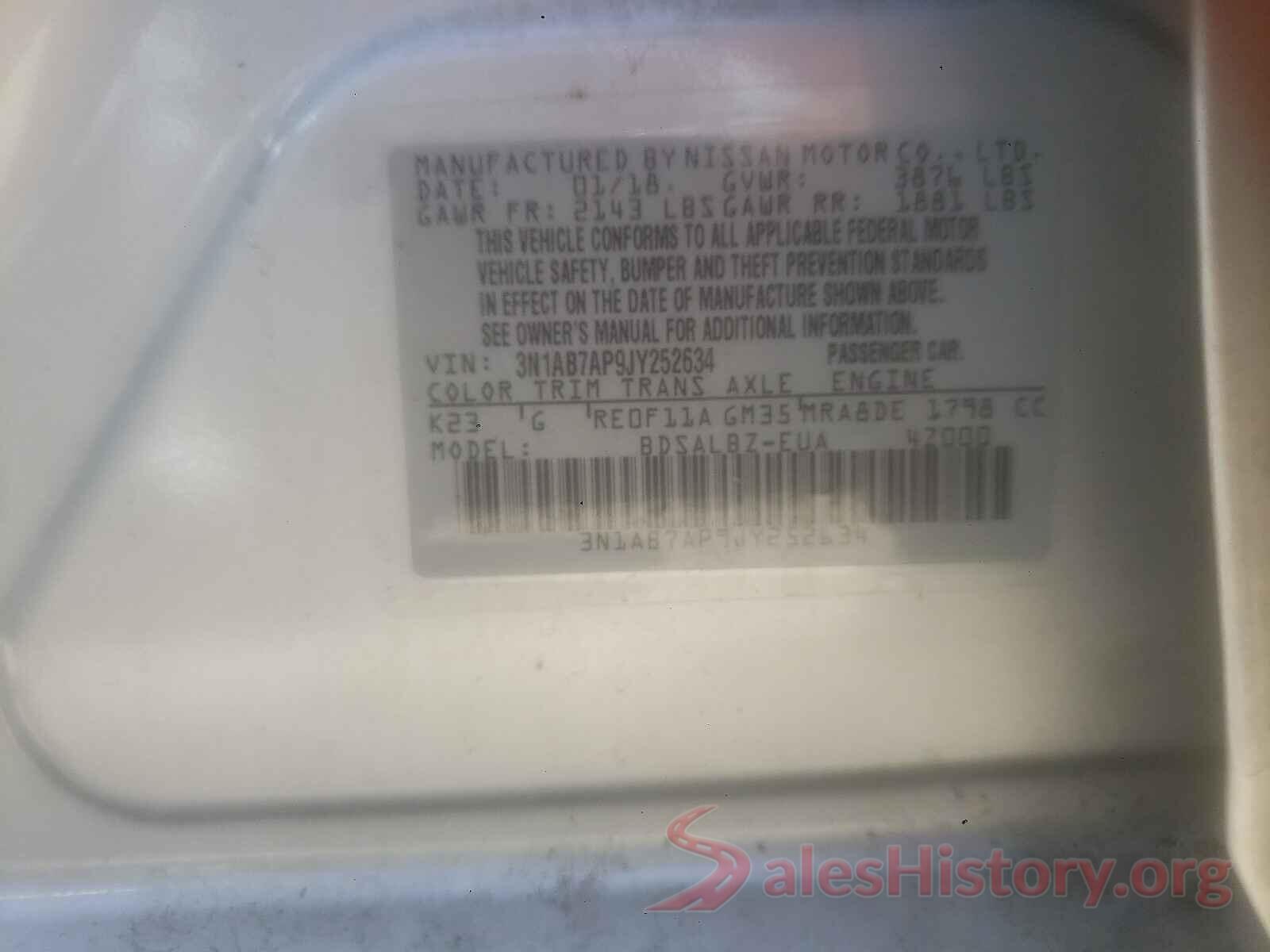 3N1AB7AP9JY252634 2018 NISSAN SENTRA