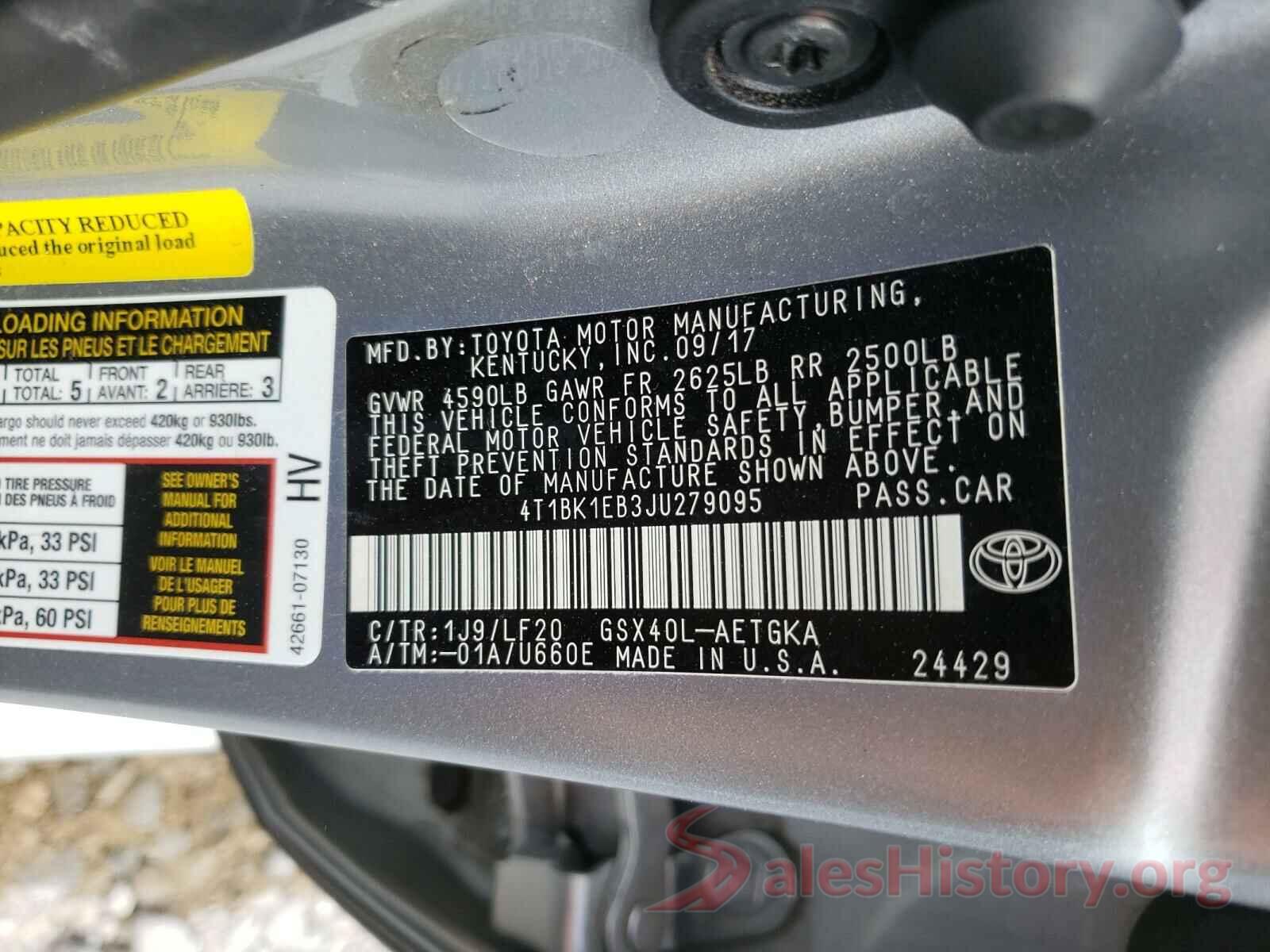 4T1BK1EB3JU279095 2018 TOYOTA AVALON