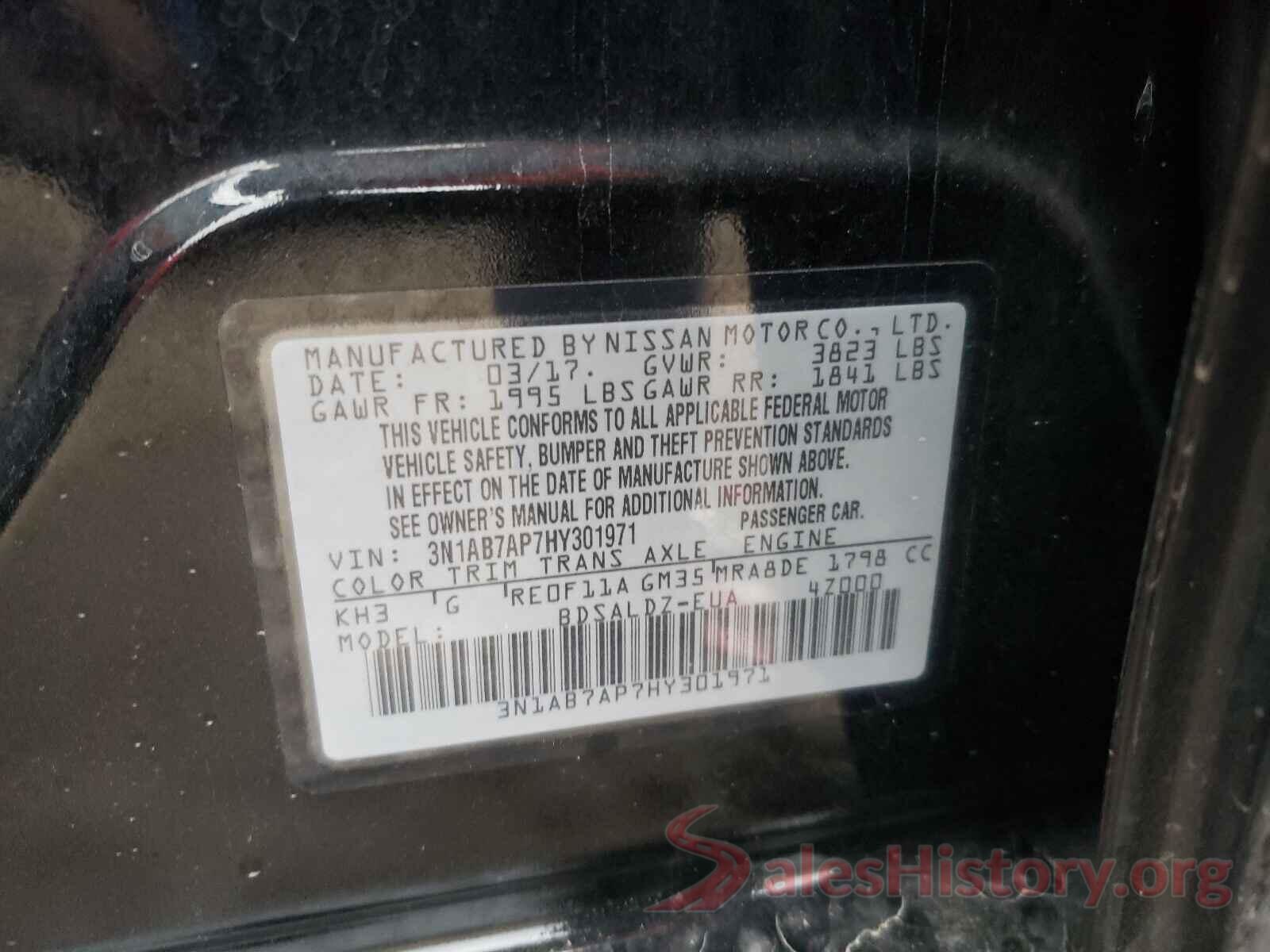 3N1AB7AP7HY301971 2017 NISSAN SENTRA