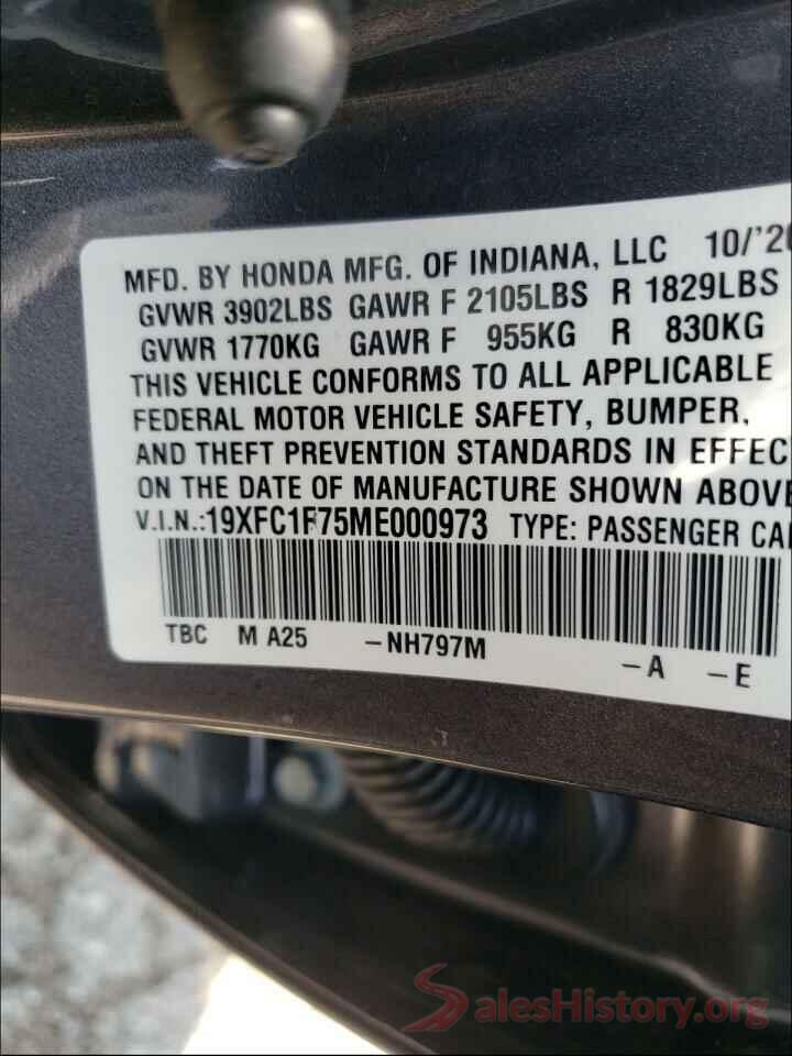 19XFC1F75ME000973 2021 HONDA CIVIC