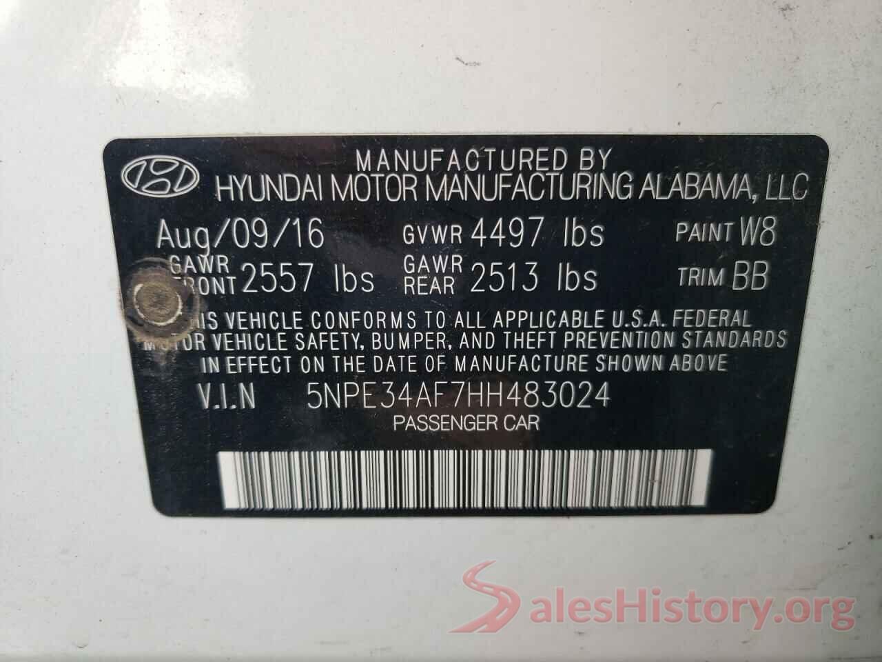 5NPE34AF7HH483024 2017 HYUNDAI SONATA