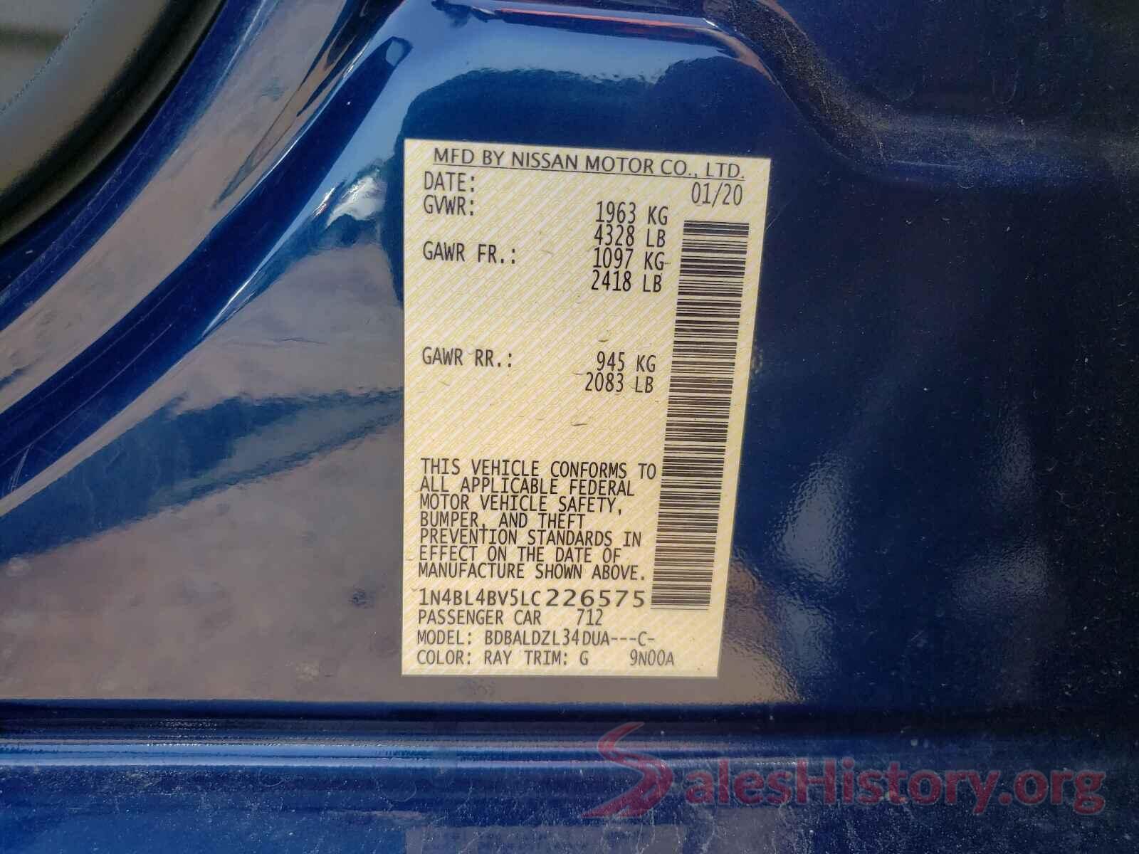 1N4BL4BV5LC226575 2020 NISSAN ALTIMA