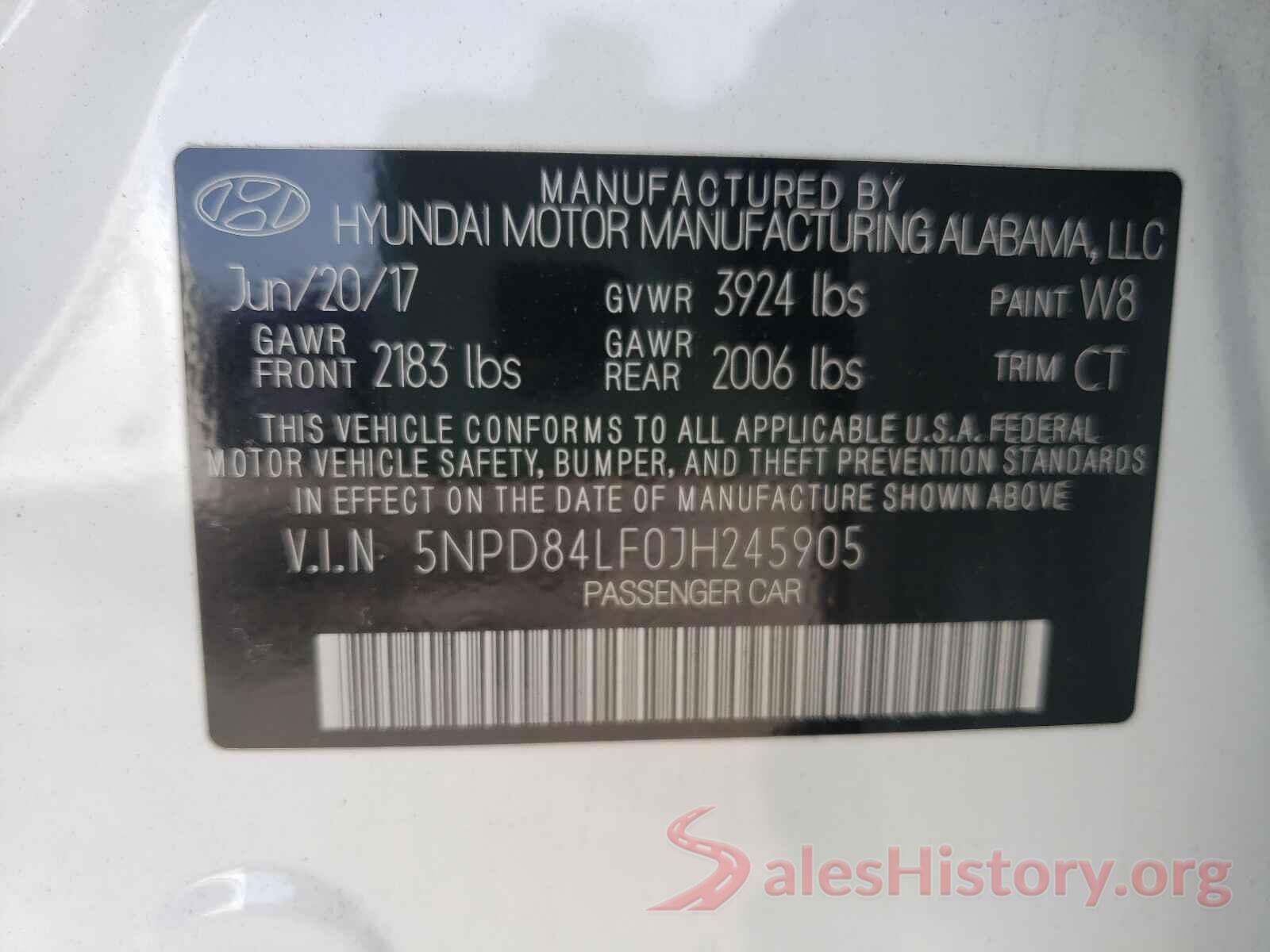 5NPD84LF0JH245905 2018 HYUNDAI ELANTRA