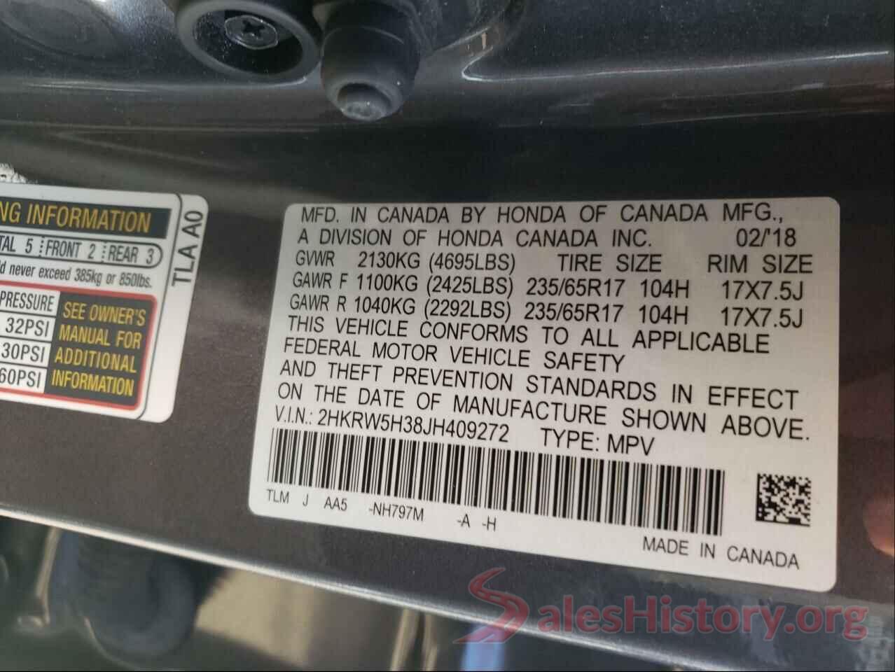 2HKRW5H38JH409272 2018 HONDA CRV