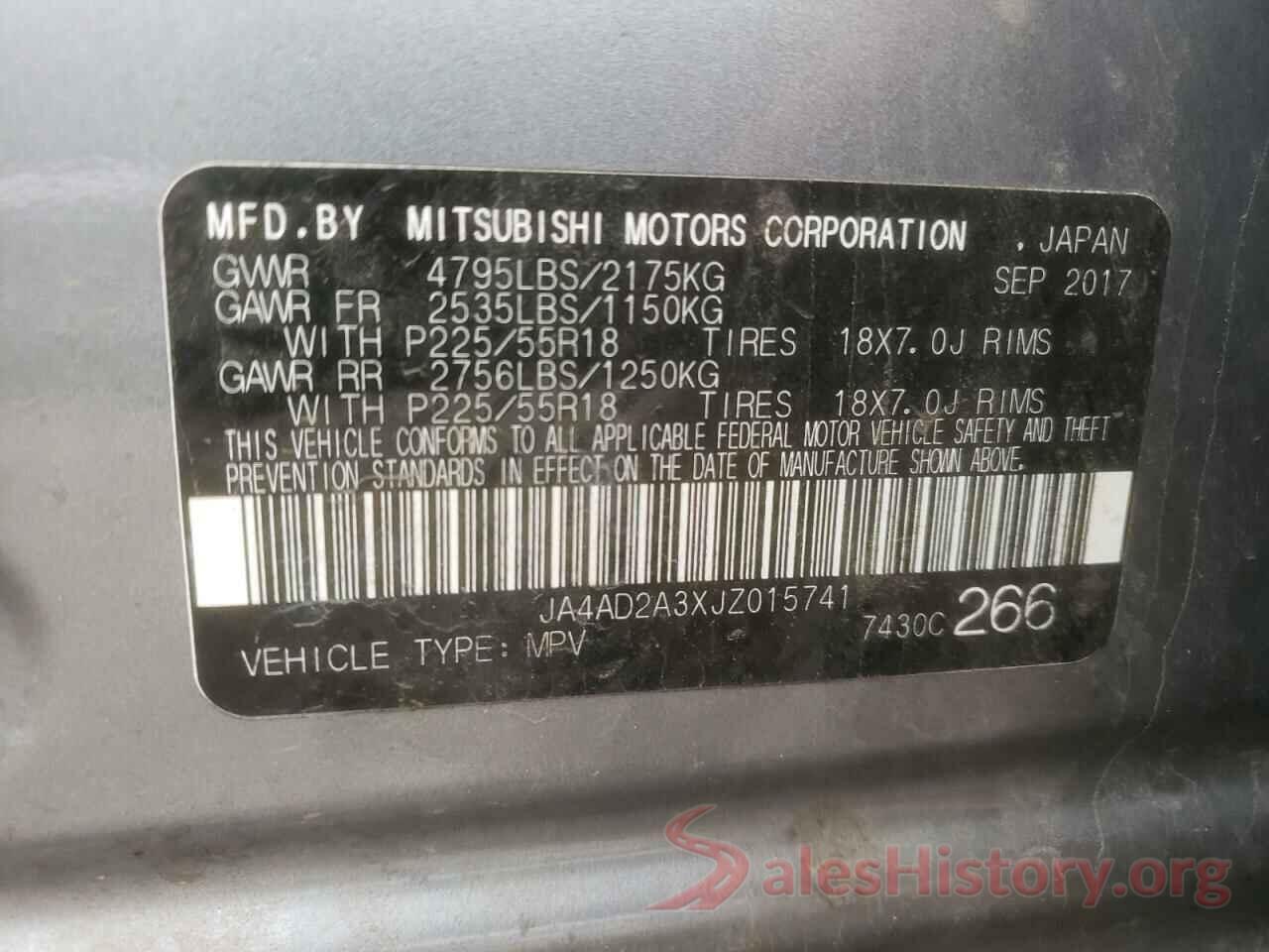 JA4AD2A3XJZ015741 2018 MITSUBISHI OUTLANDER