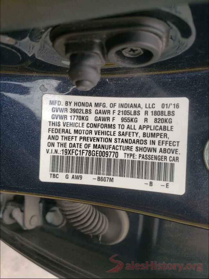 19XFC1F78GE009770 2016 HONDA CIVIC