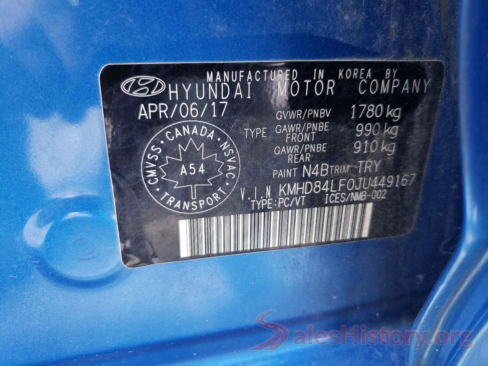 KMHD84LF0JU449167 2018 HYUNDAI ELANTRA