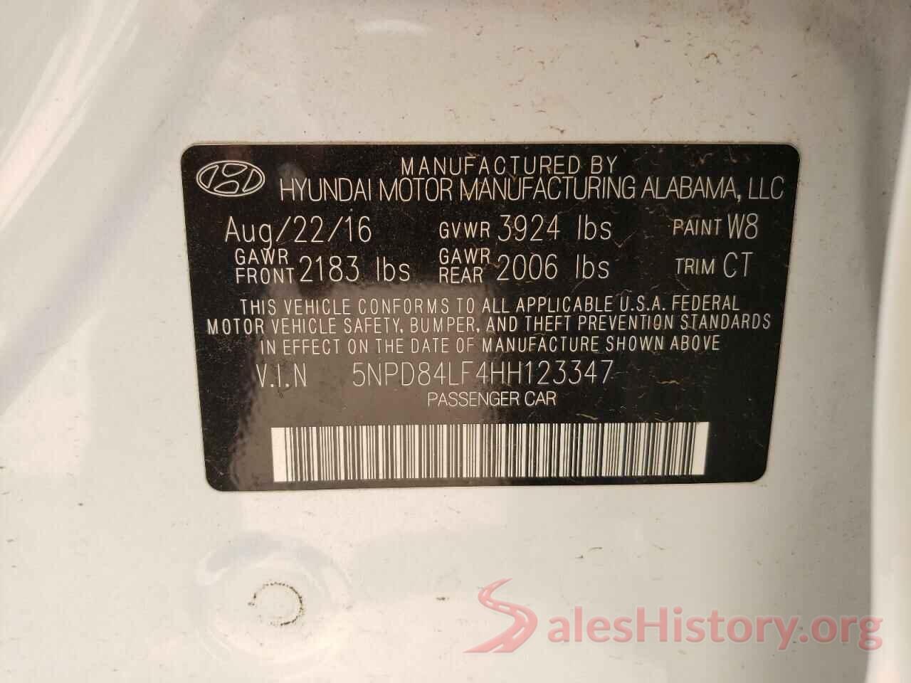 5NPD84LF4HH123347 2017 HYUNDAI ELANTRA