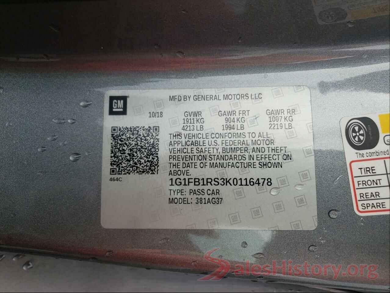 1G1FB1RS3K0116478 2019 CHEVROLET CAMARO