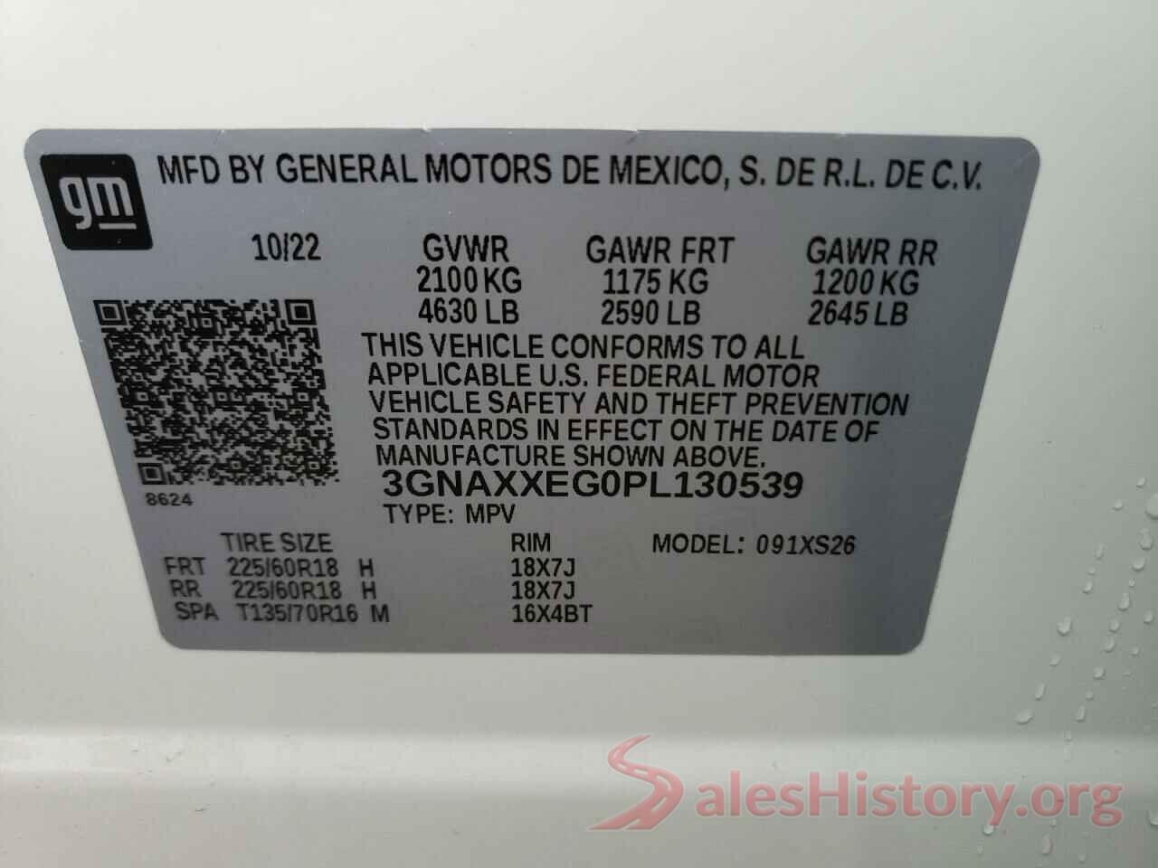 3GNAXXEG0PL130539 2023 CHEVROLET EQUINOX