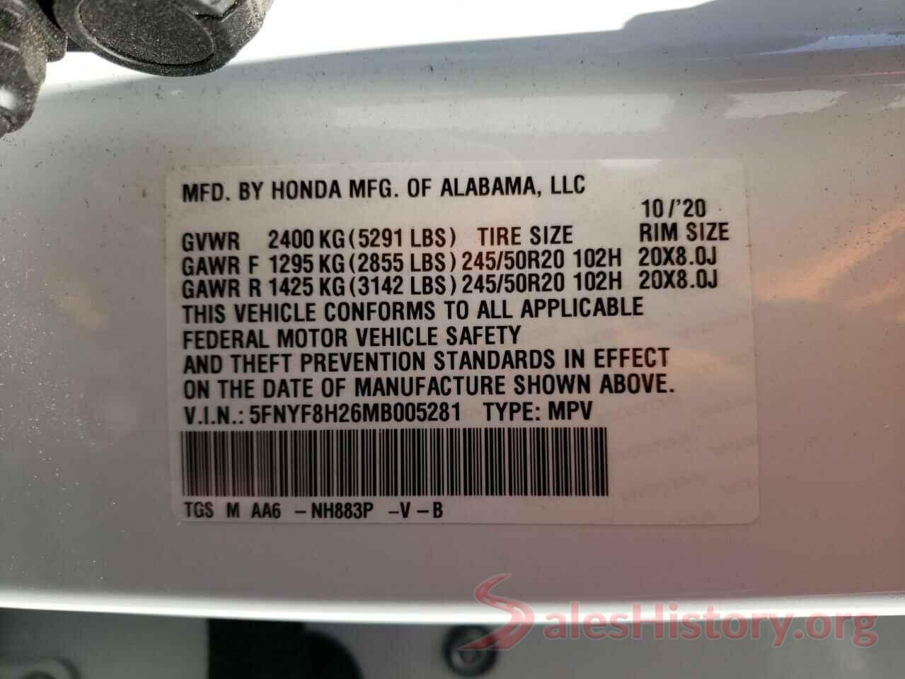 5FNYF8H26MB005281 2021 HONDA PASSPORT