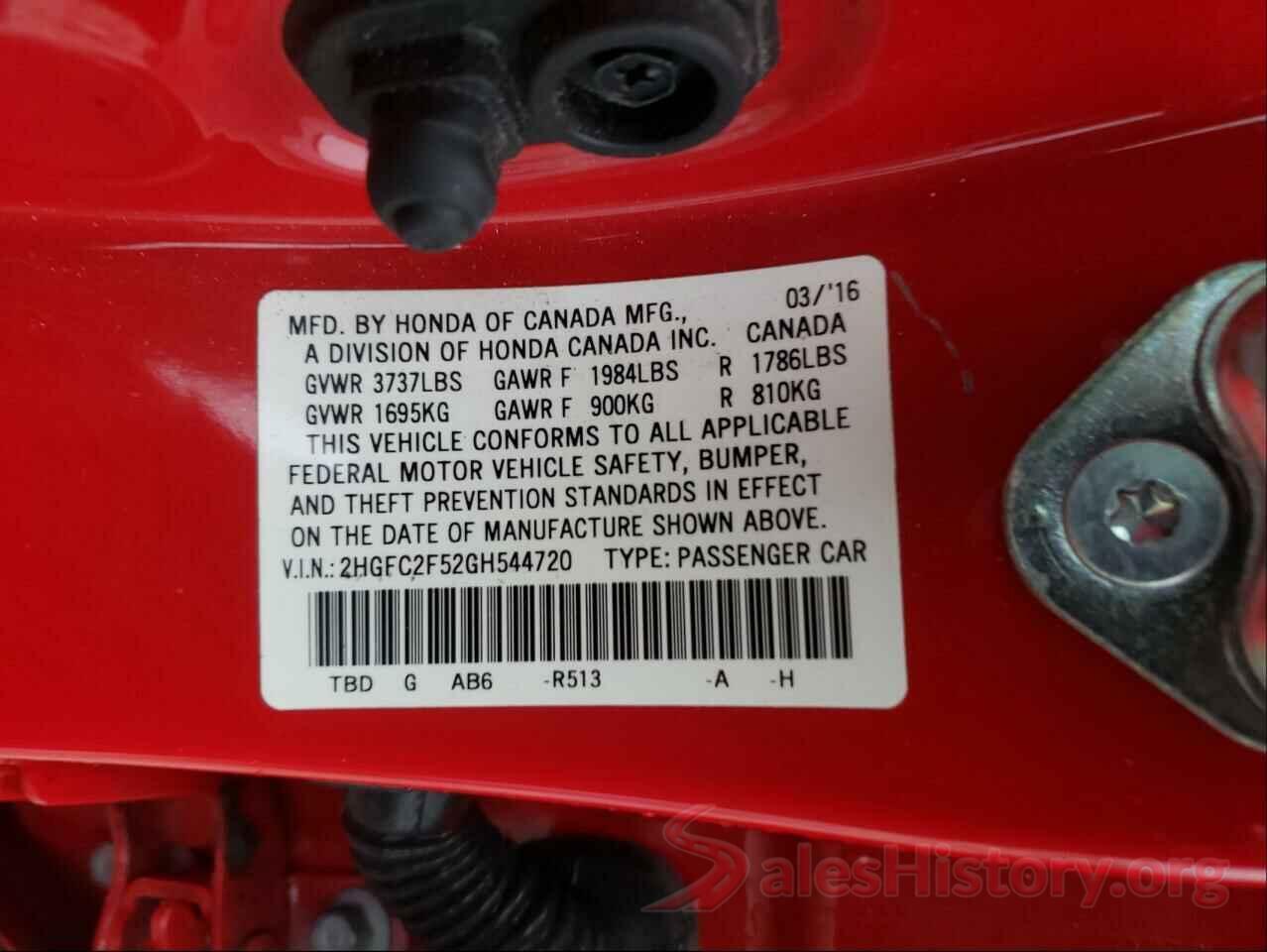 2HGFC2F52GH544720 2016 HONDA CIVIC