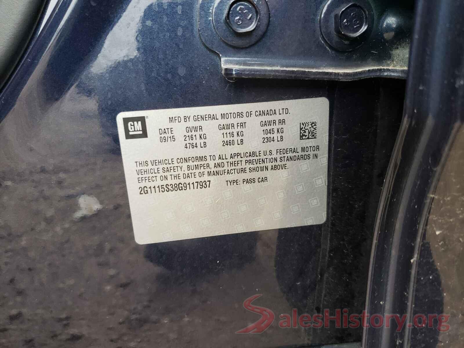 2G1115S38G9117937 2016 CHEVROLET IMPALA