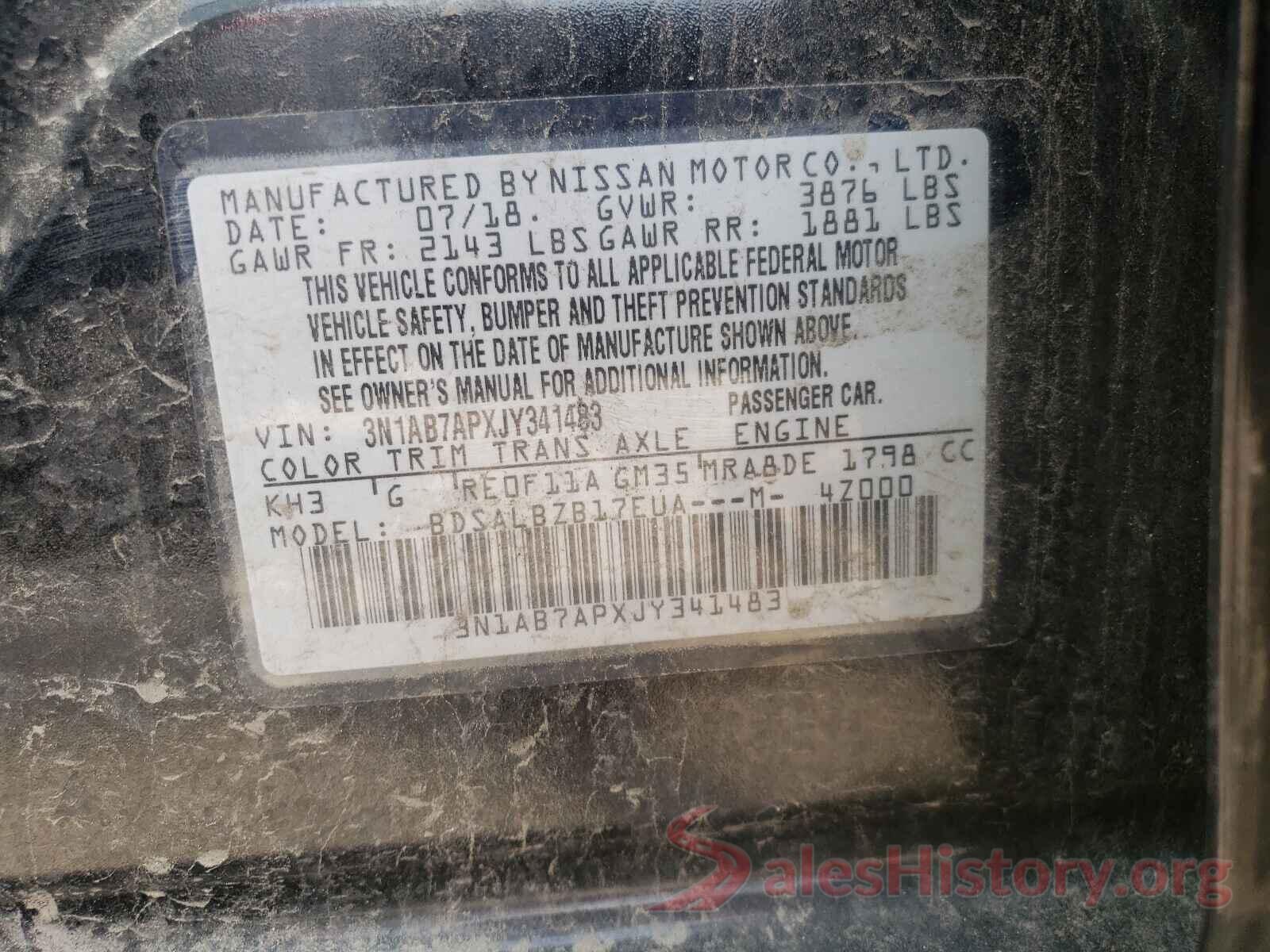 3N1AB7APXJY341483 2018 NISSAN SENTRA