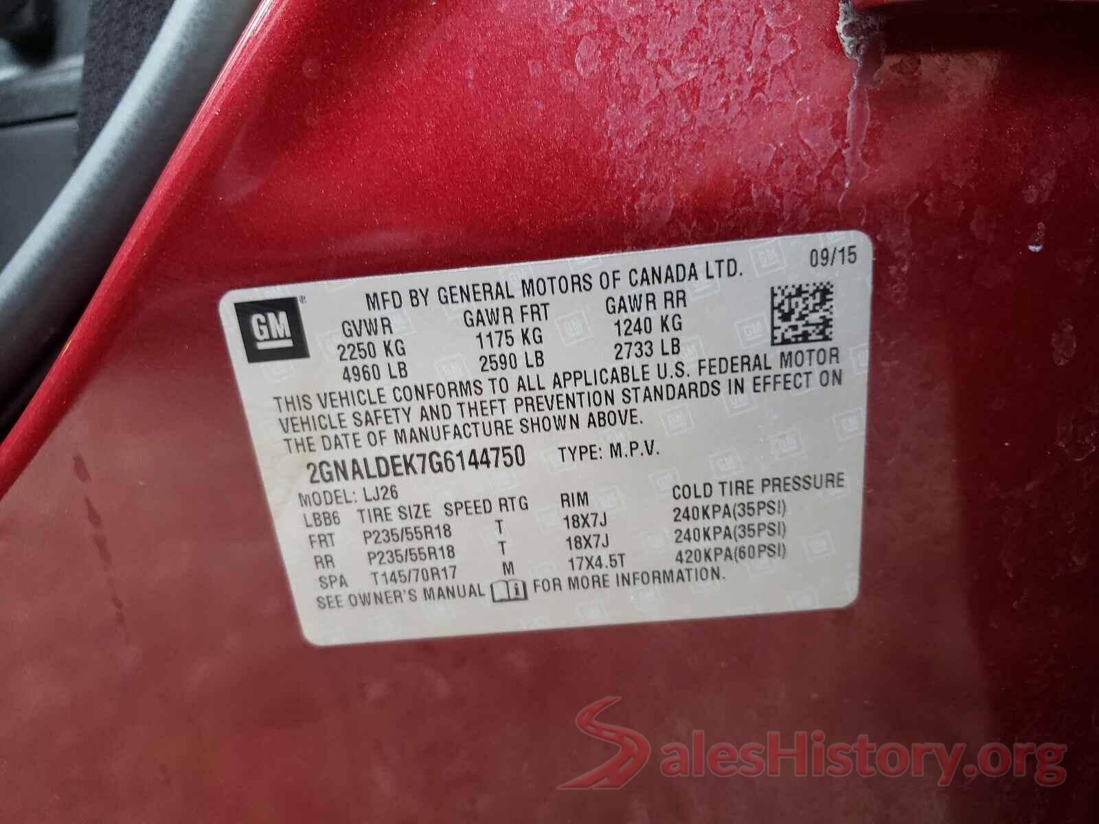 2GNALDEK7G6144750 2016 CHEVROLET EQUINOX