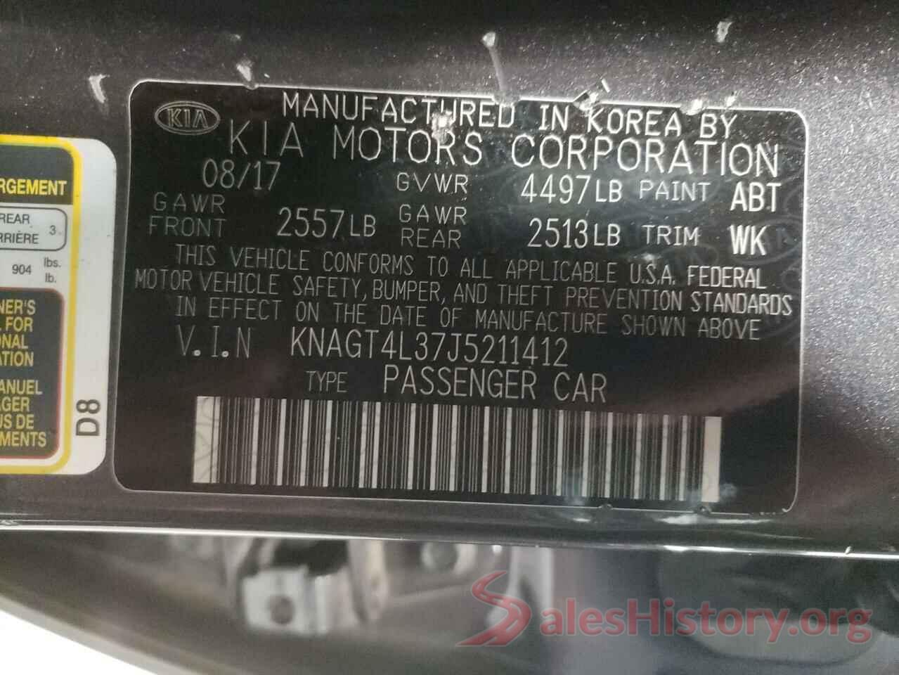 KNAGT4L37J5211412 2018 KIA OPTIMA