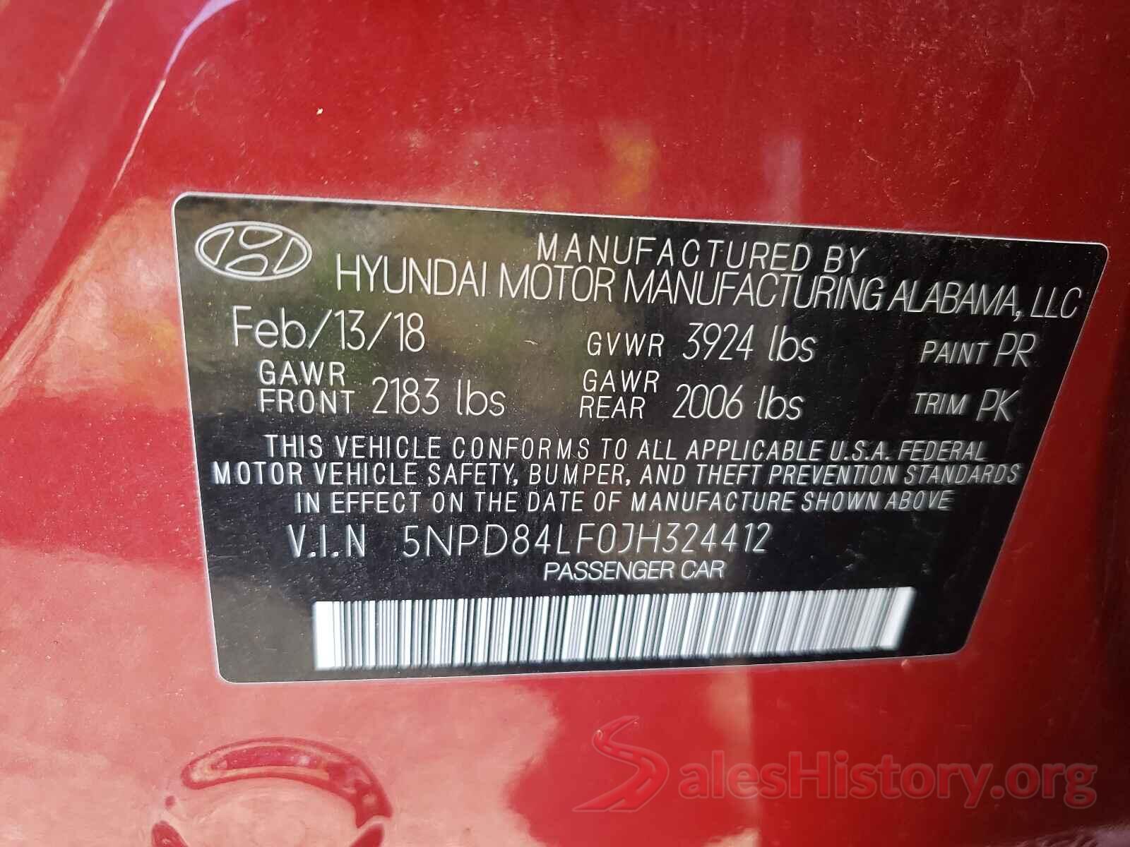 5NPD84LF0JH324412 2018 HYUNDAI ELANTRA